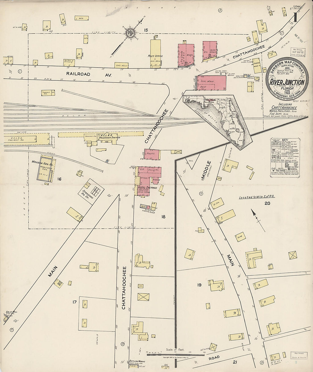 This old map of River Junction, Gadsden County, Florida was created by Sanborn Map Company in 1922