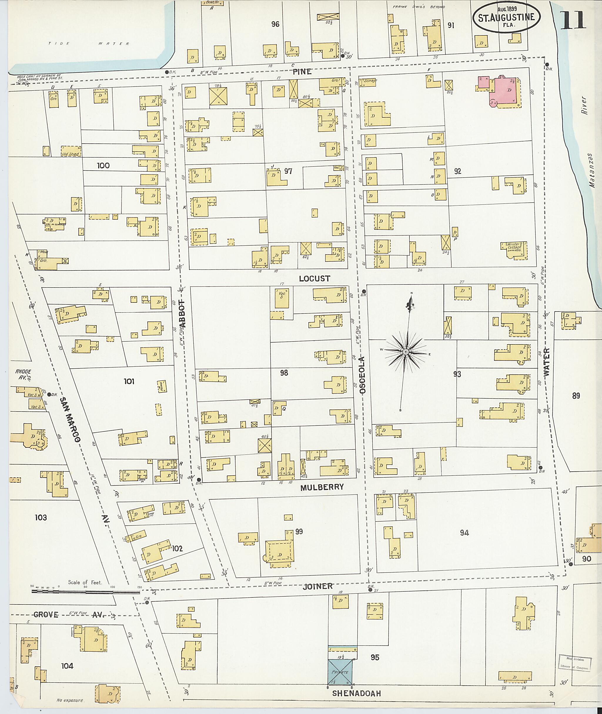 This old map of Saint Augustine, Saint John&