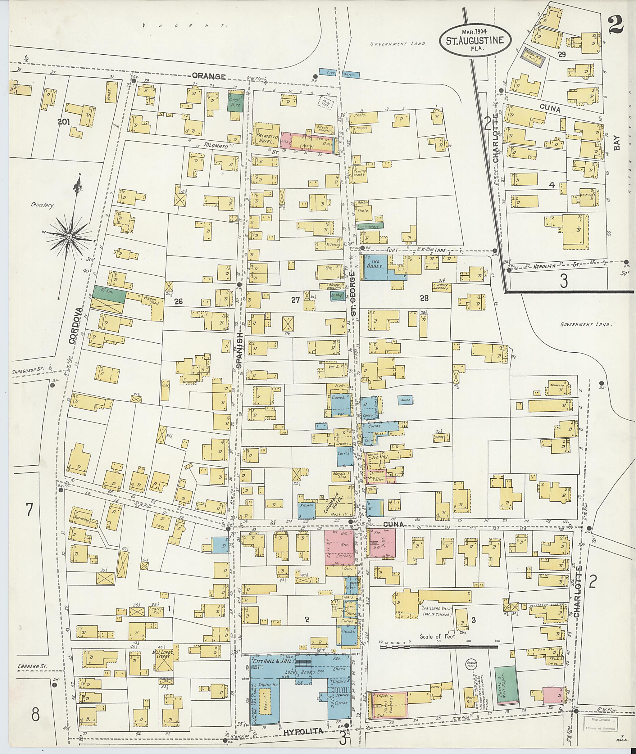 This old map of Saint Augustine, Saint John&