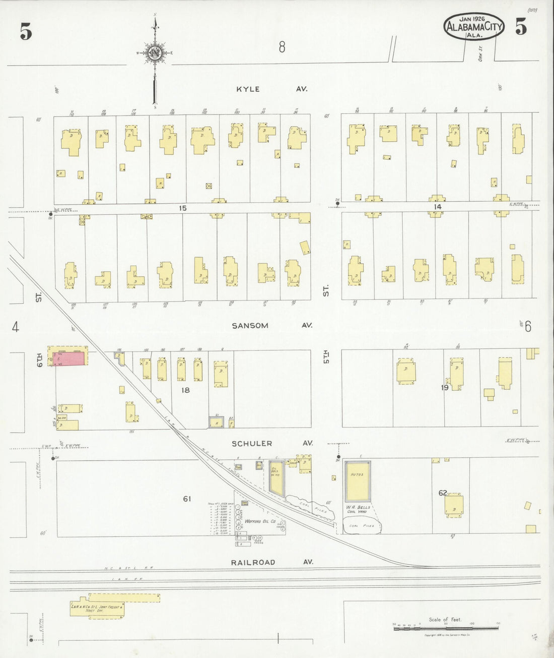 This old map of Alabama City, Etowah County, Alabama was created by Sanborn Map Company in 1926