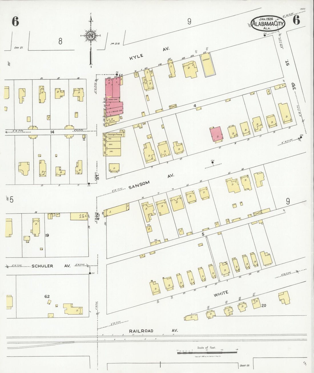 This old map of Alabama City, Etowah County, Alabama was created by Sanborn Map Company in 1926