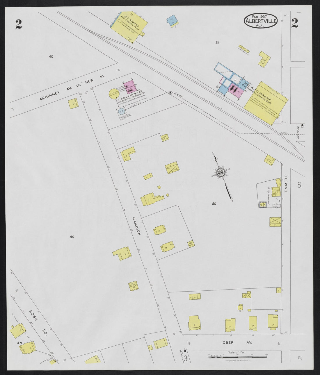 This old map of Albertville, Marshall County, Alabama was created by Sanborn Map Company in 1927