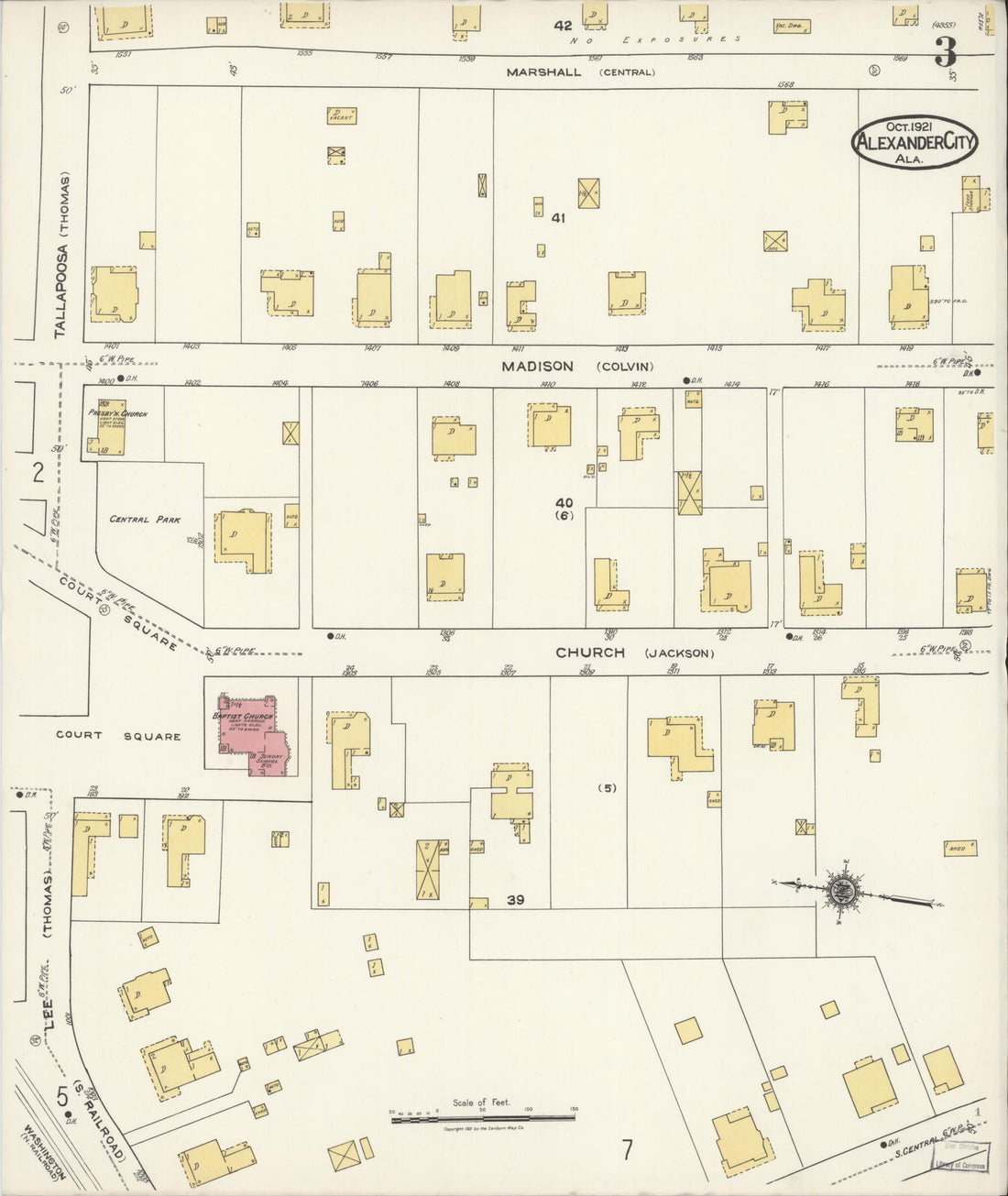 This old map of Alexander City, Tallapoosa County, Alabama was created by Sanborn Map Company in 1921