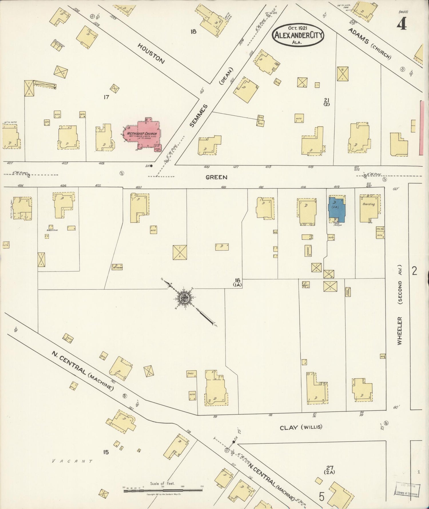 This old map of Alexander City, Tallapoosa County, Alabama was created by Sanborn Map Company in 1921