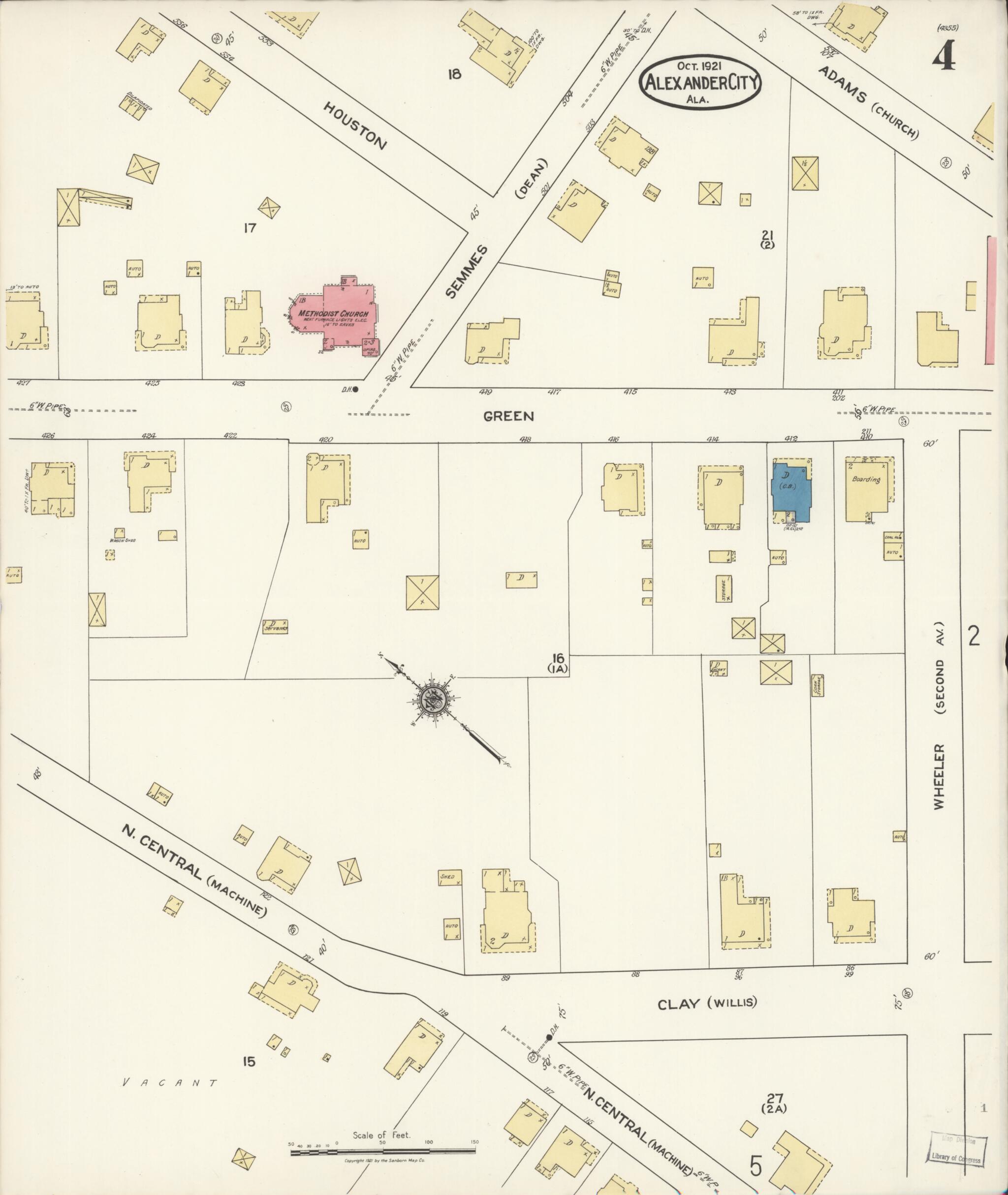 This old map of Alexander City, Tallapoosa County, Alabama was created by Sanborn Map Company in 1921