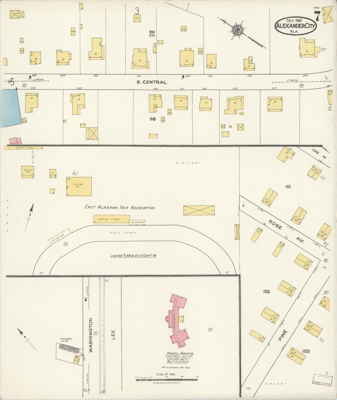 This old map of Alexander City, Tallapoosa County, Alabama was created by Sanborn Map Company in 1921