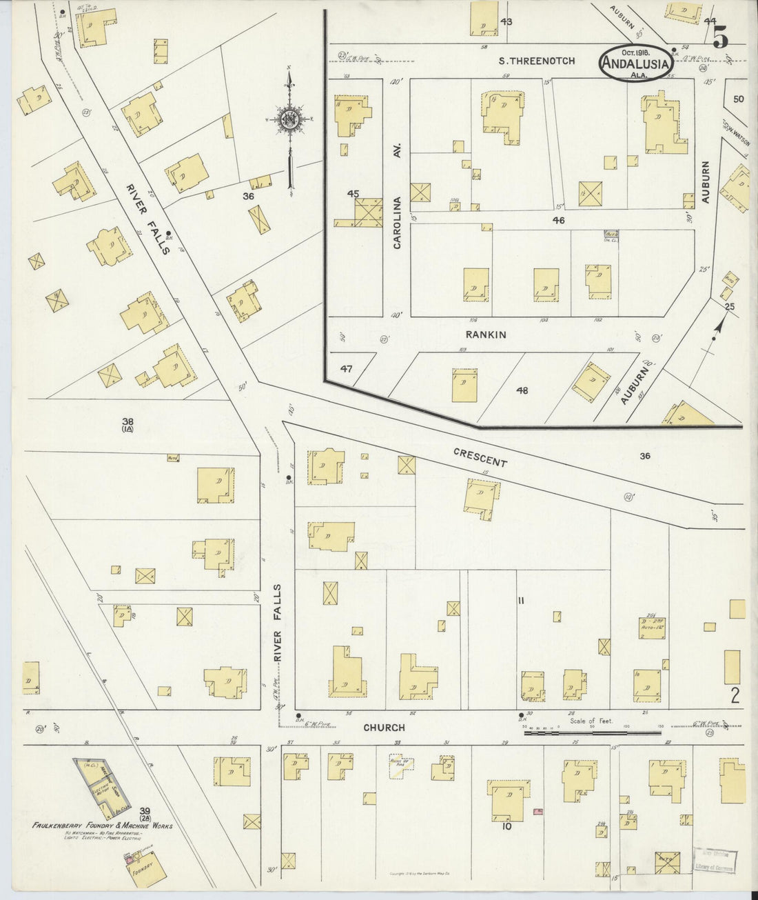 This old map of Andalusia, Covington County, Alabama was created by Sanborn Map Company in 1916