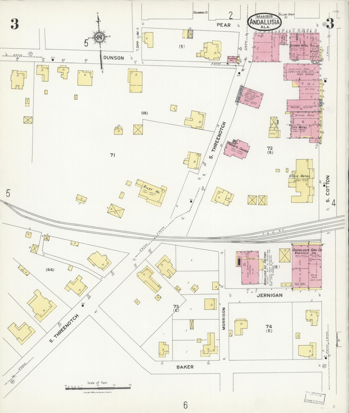 Andalusia, Covington County, Alabama 1924 (Sheet 3 of 10) by Relic Map Company
