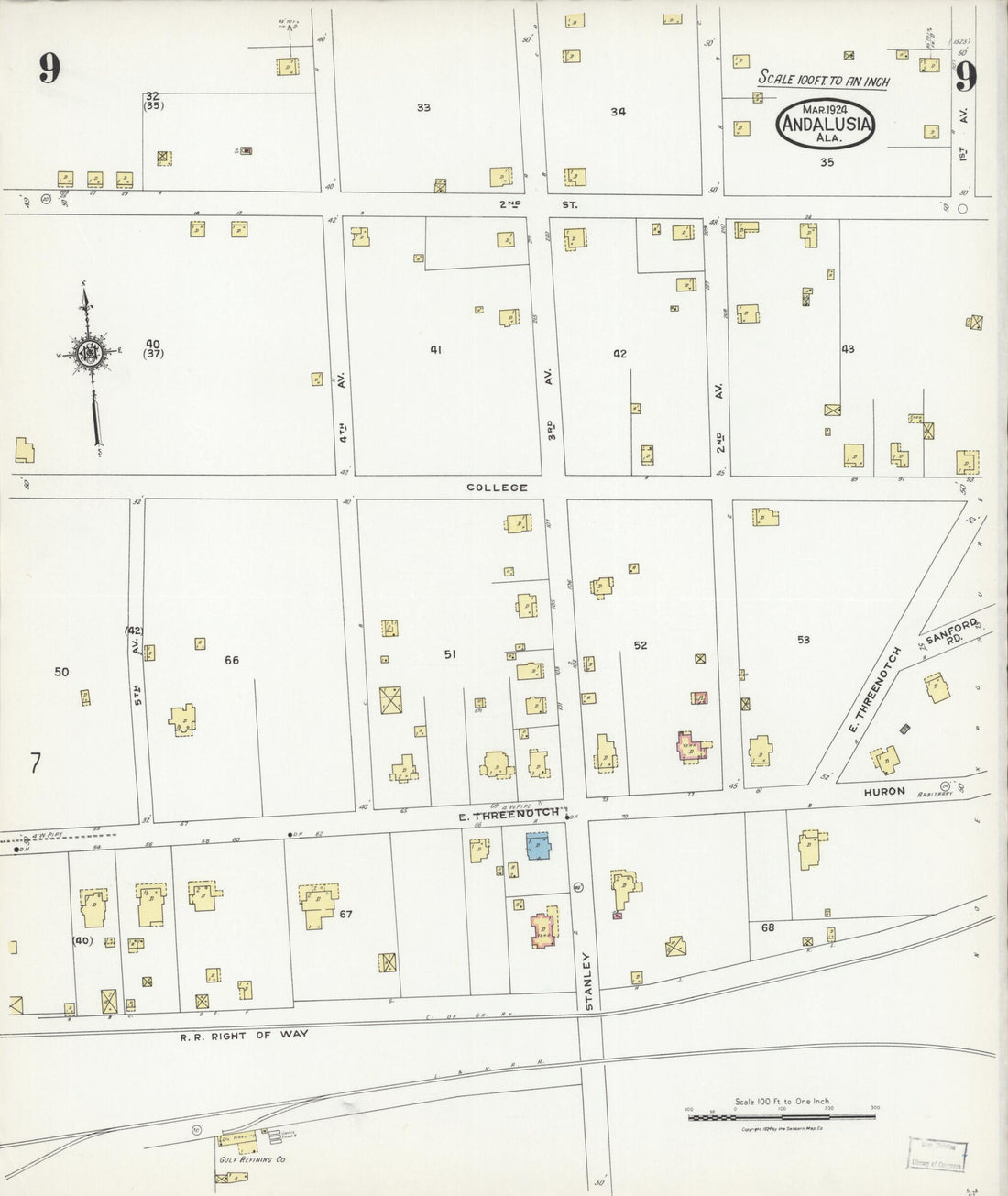 This old map of Andalusia, Covington County, Alabama was created by Sanborn Map Company in 1924