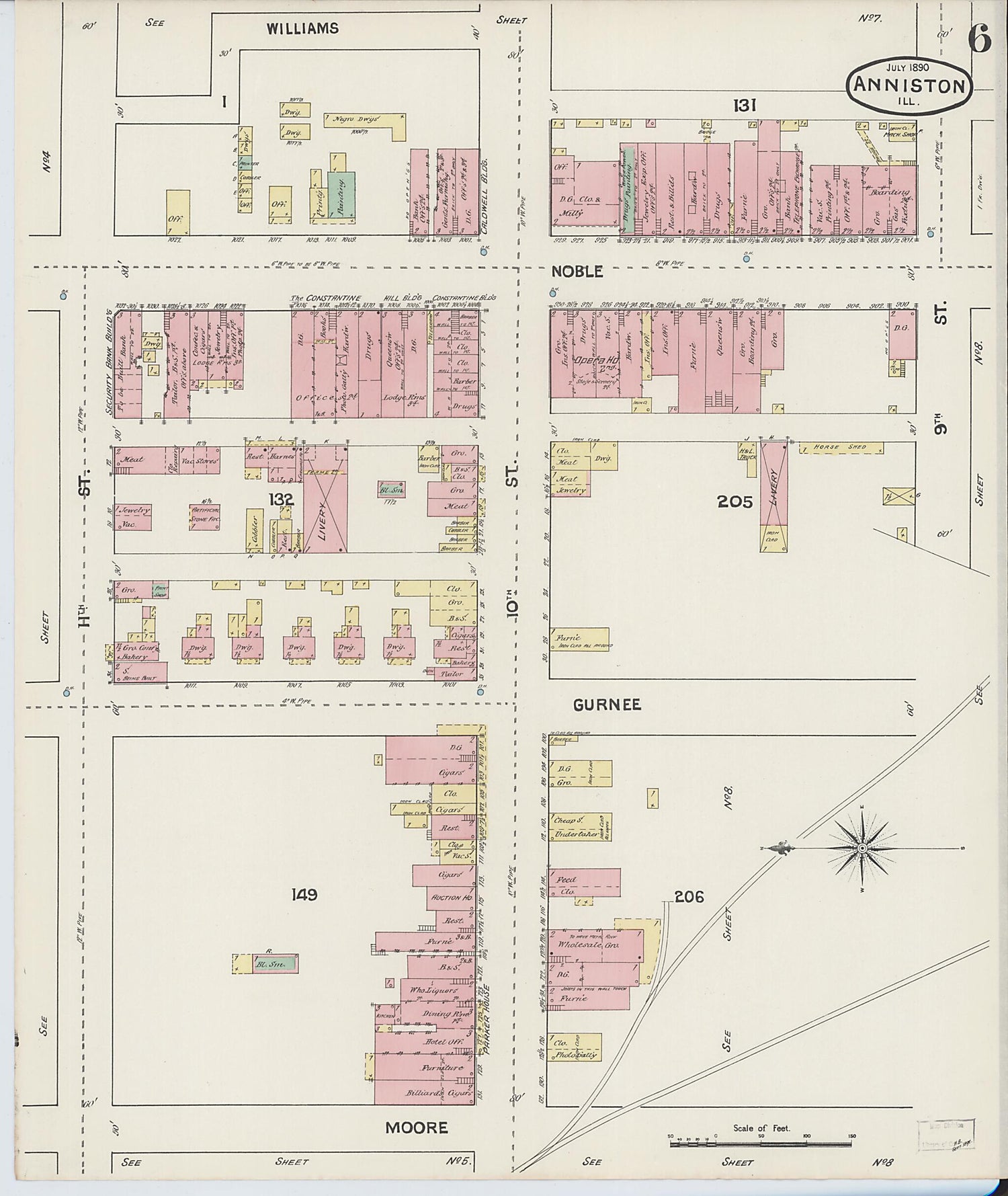 This old map of Anniston, Calhoun County, Alabama was created by Sanborn Map Company in 1890