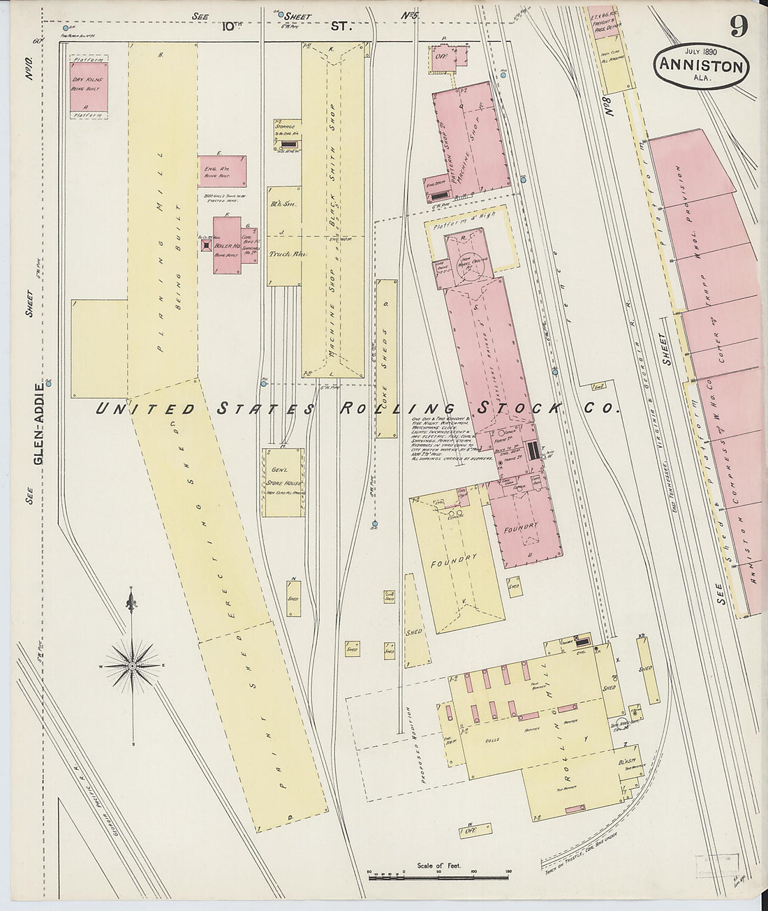 This old map of Anniston, Calhoun County, Alabama was created by Sanborn Map Company in 1890