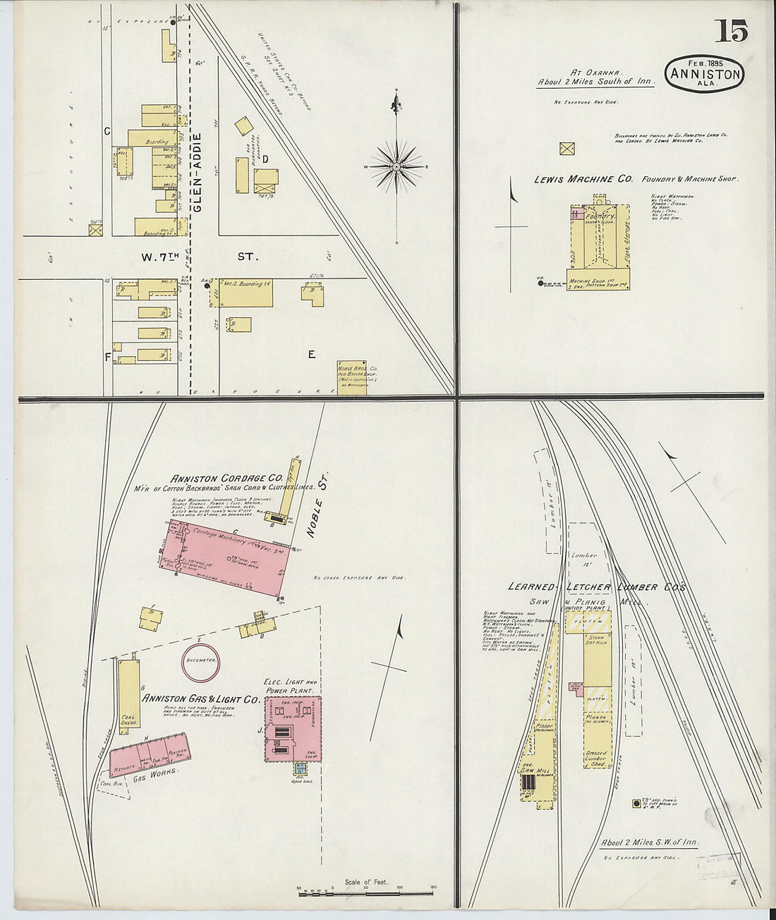 This old map of Anniston, Calhoun County, Alabama was created by Sanborn Map Company in 1895