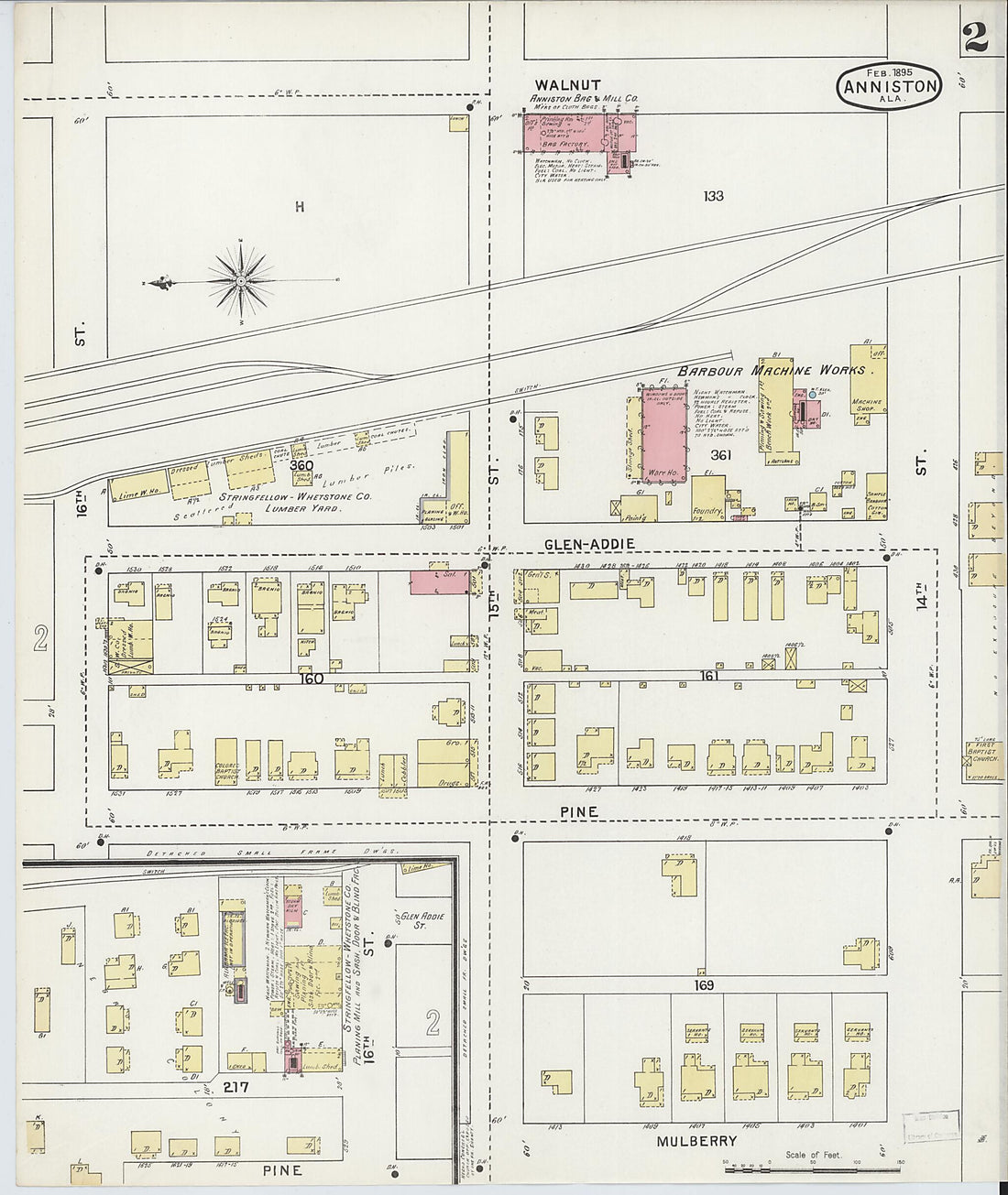 This old map of Anniston, Calhoun County, Alabama was created by Sanborn Map Company in 1895