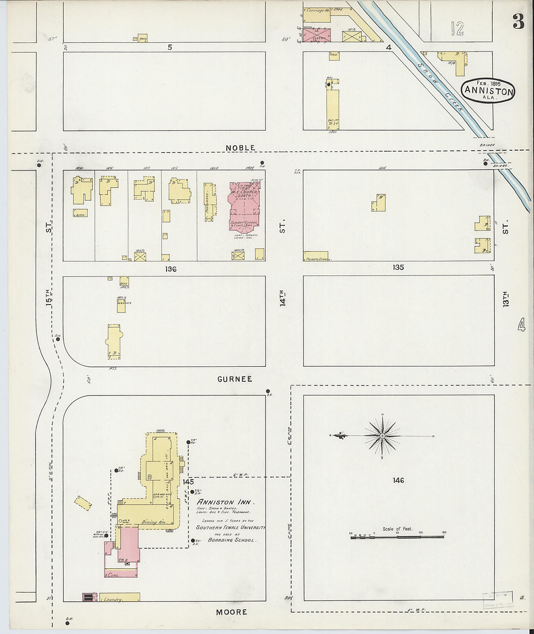 This old map of Anniston, Calhoun County, Alabama was created by Sanborn Map Company in 1895