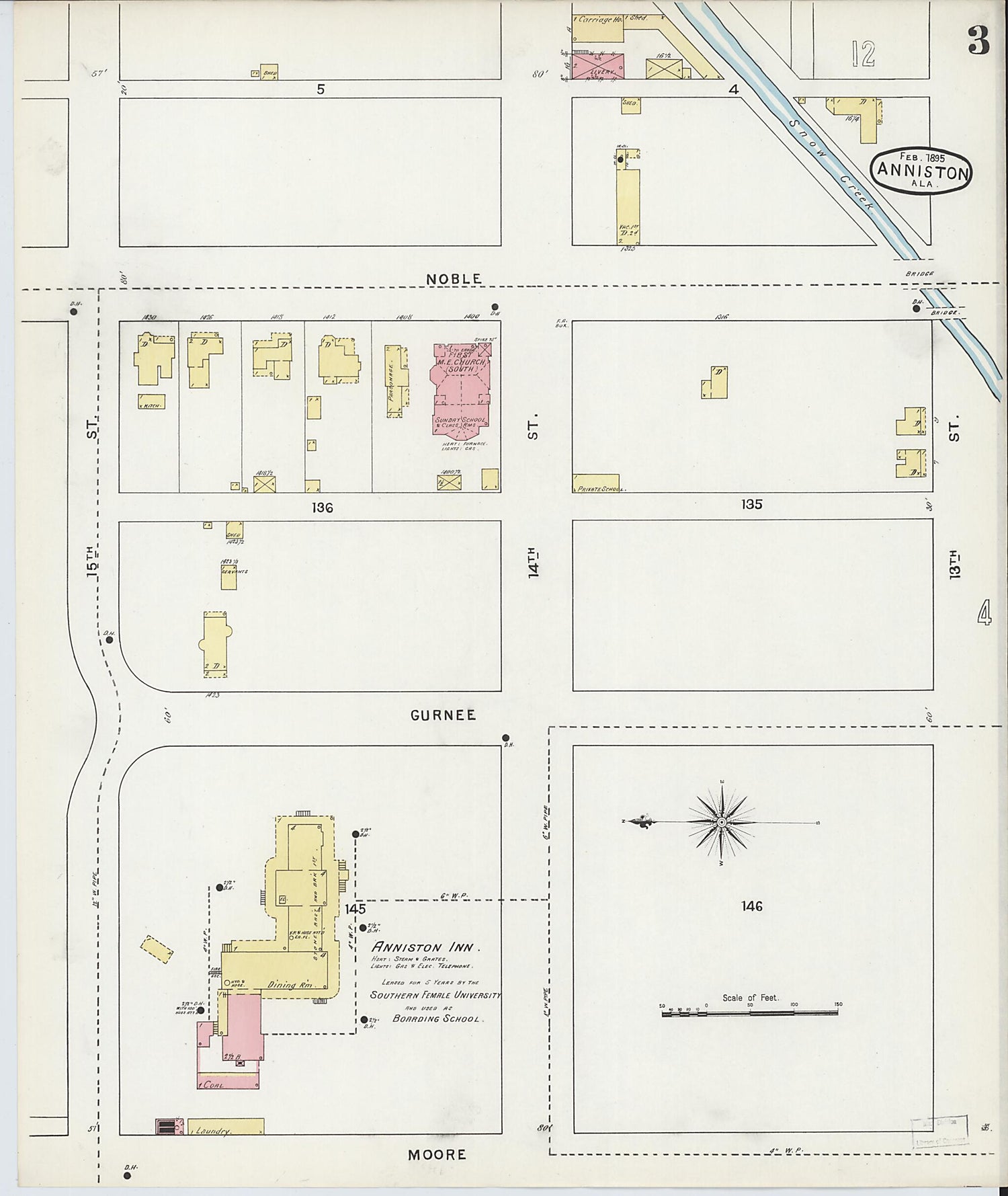 This old map of Anniston, Calhoun County, Alabama was created by Sanborn Map Company in 1895