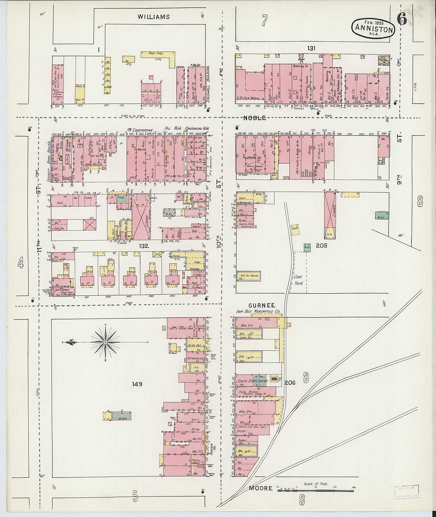 This old map of Anniston, Calhoun County, Alabama was created by Sanborn Map Company in 1895