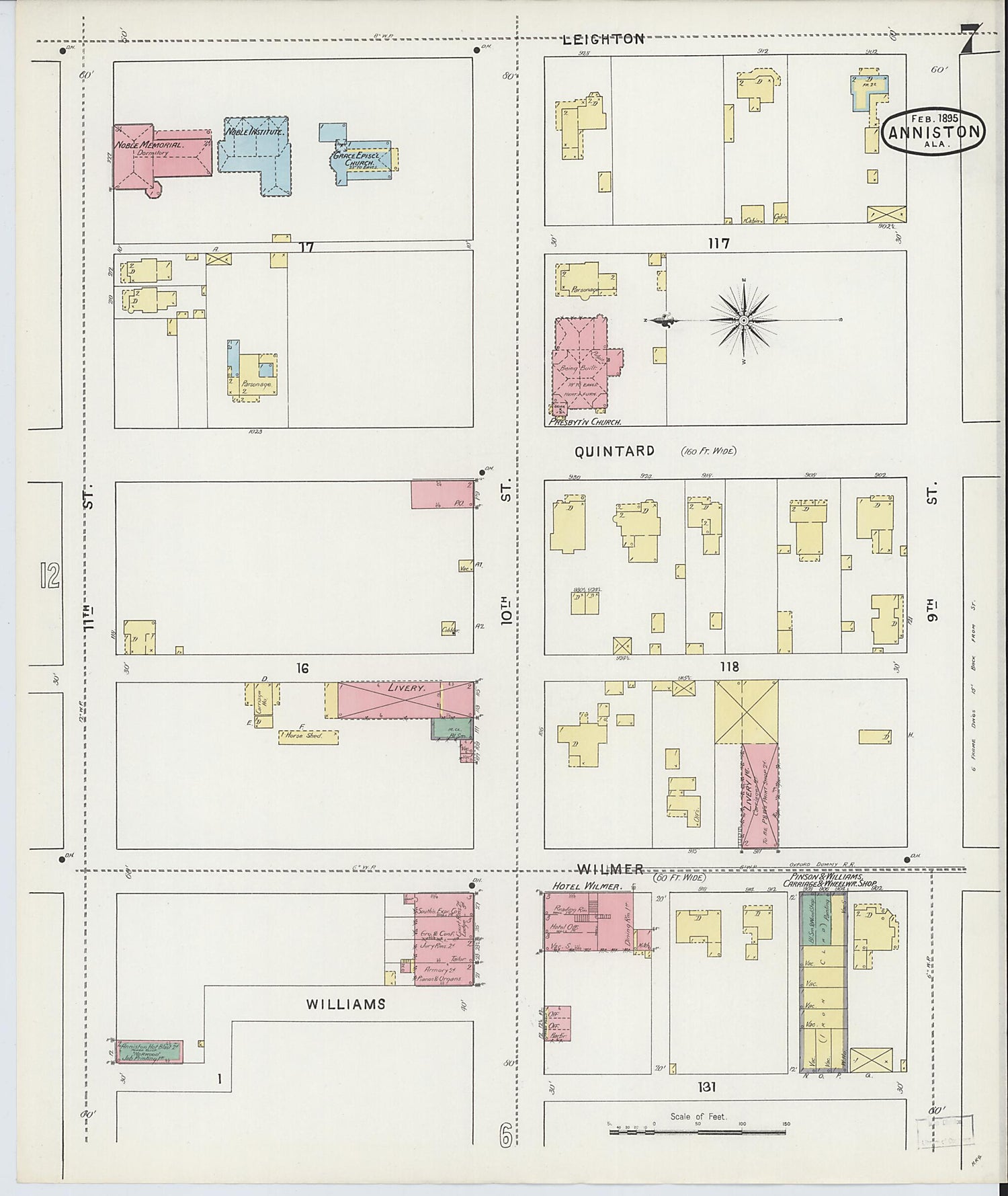 This old map of Anniston, Calhoun County, Alabama was created by Sanborn Map Company in 1895