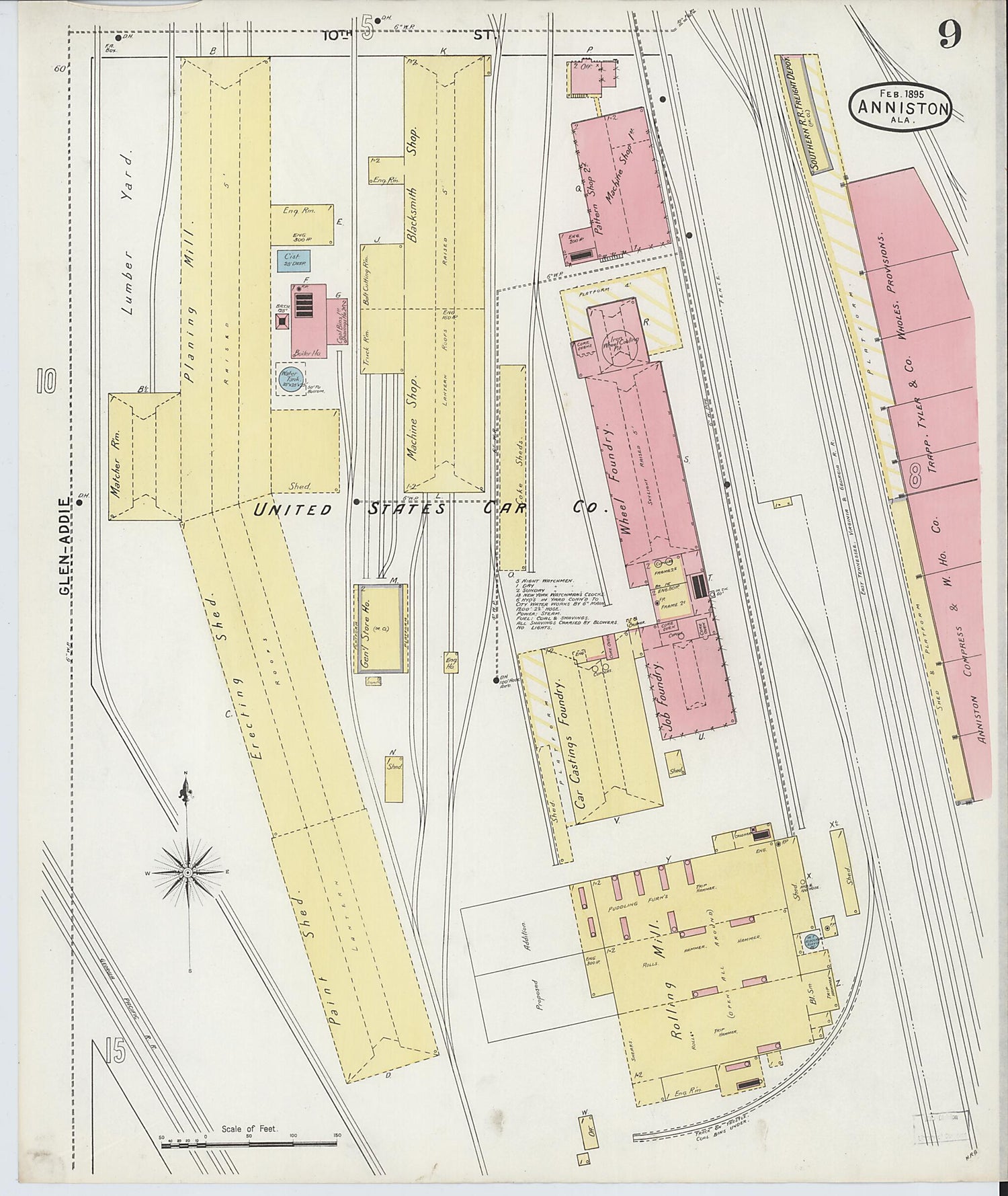 This old map of Anniston, Calhoun County, Alabama was created by Sanborn Map Company in 1895