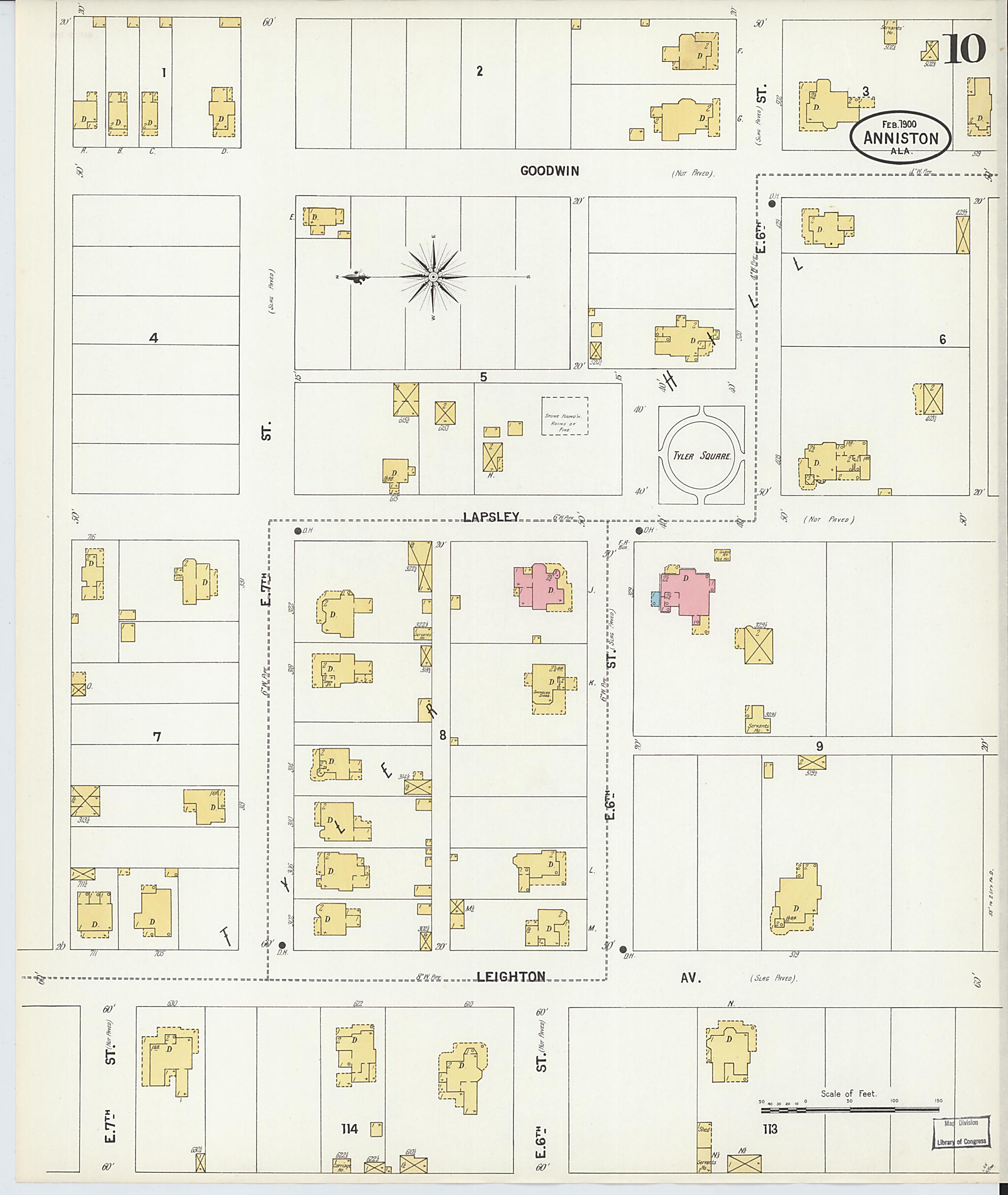 This old map of Anniston, Calhoun County, Alabama was created by Sanborn Map Company in 1900