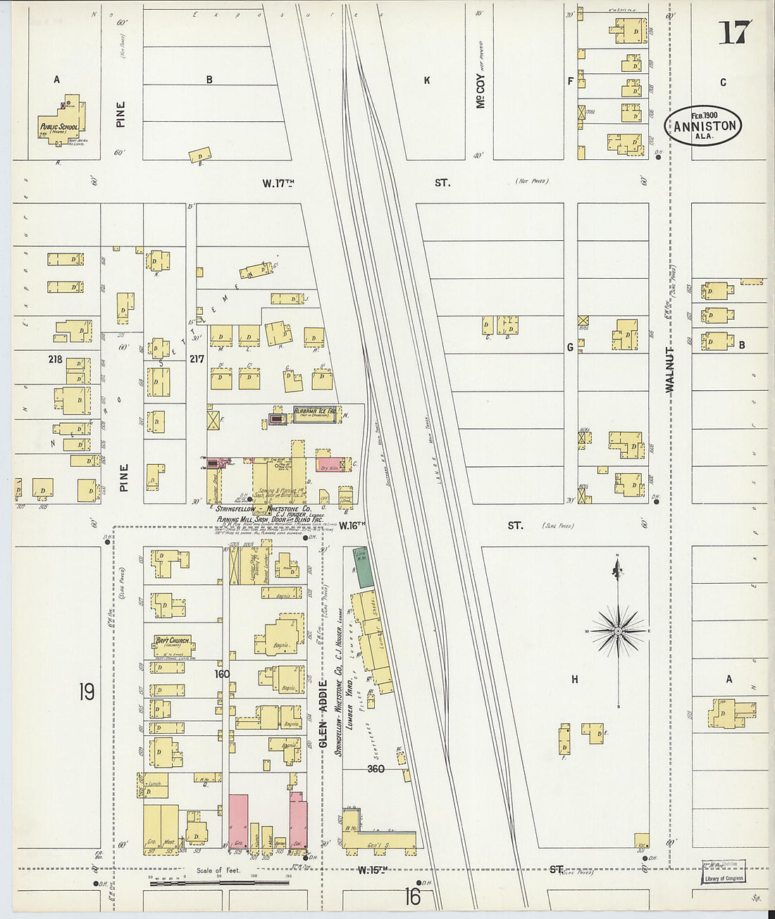 This old map of Anniston, Calhoun County, Alabama was created by Sanborn Map Company in 1900