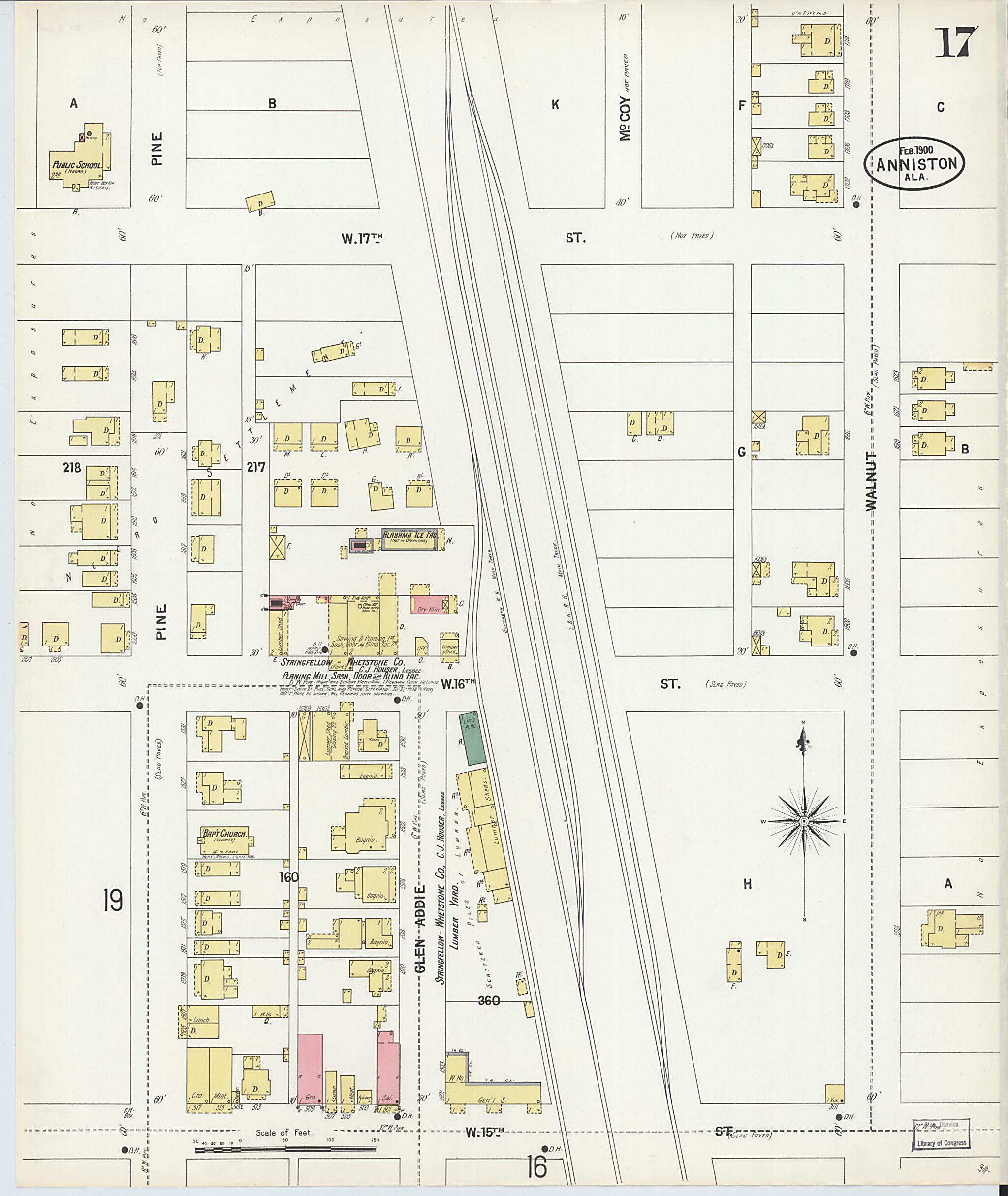 This old map of Anniston, Calhoun County, Alabama was created by Sanborn Map Company in 1900