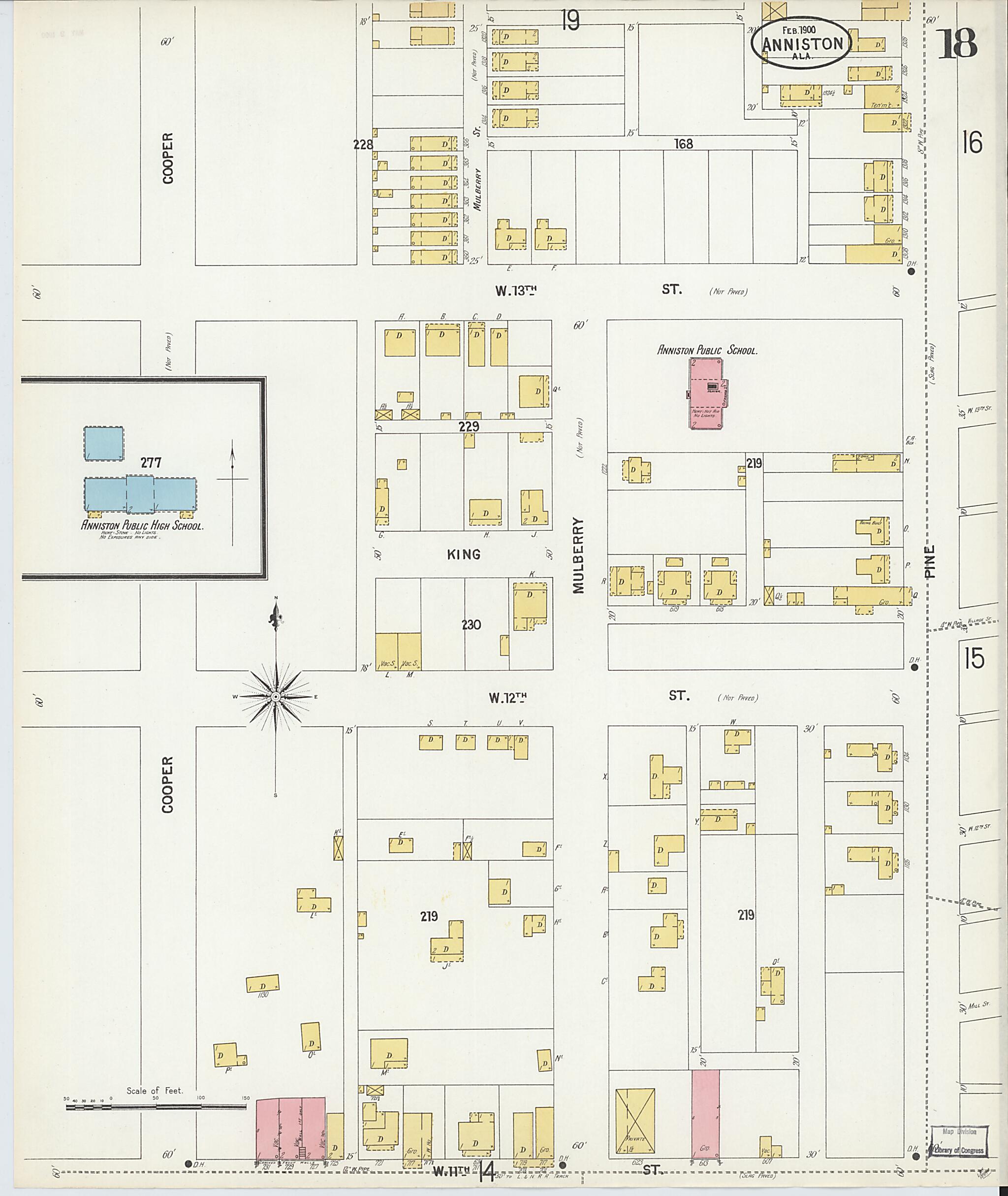 This old map of Anniston, Calhoun County, Alabama was created by Sanborn Map Company in 1900