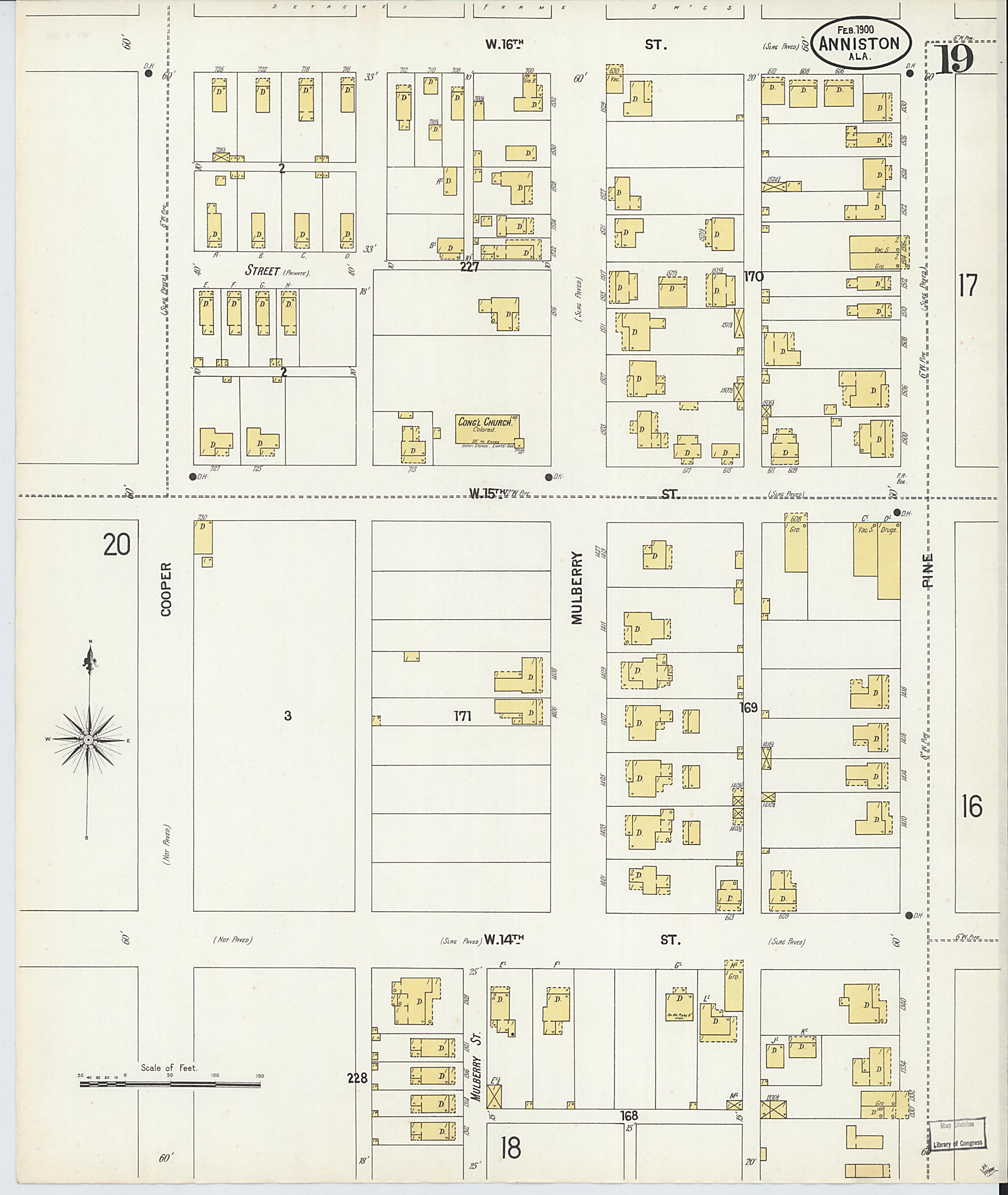 This old map of Anniston, Calhoun County, Alabama was created by Sanborn Map Company in 1900