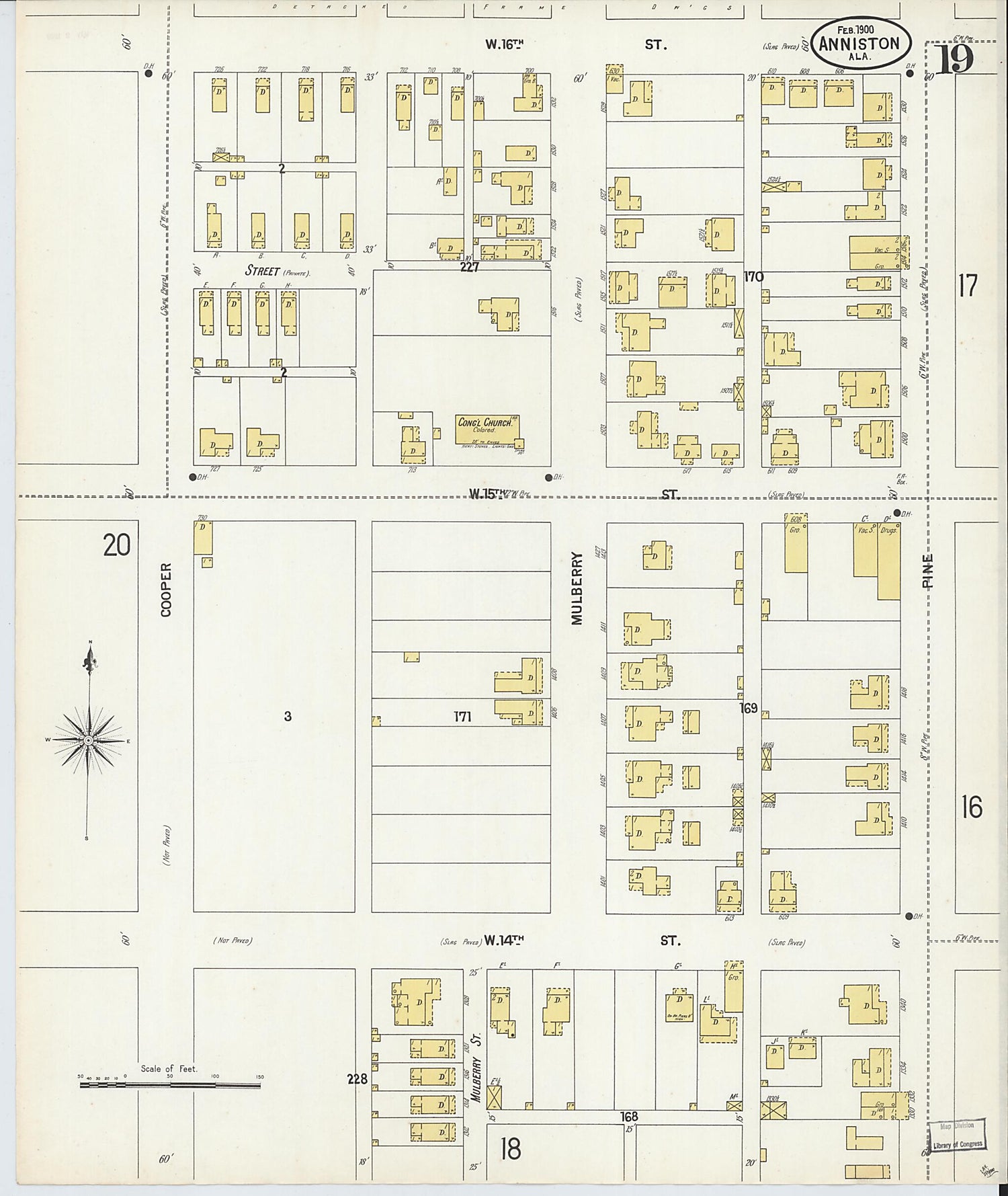 This old map of Anniston, Calhoun County, Alabama was created by Sanborn Map Company in 1900