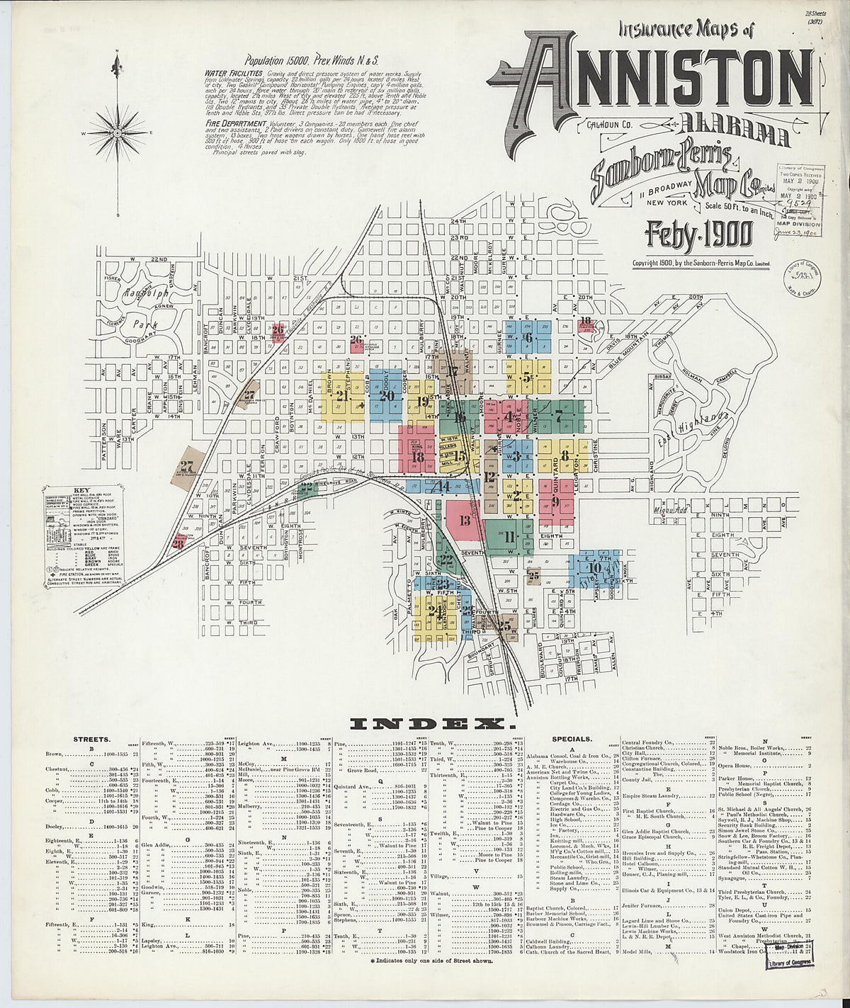 Anniston, Calhoun County, Alabama 1900 (Sheet 1 of 28) by Relic Map Company