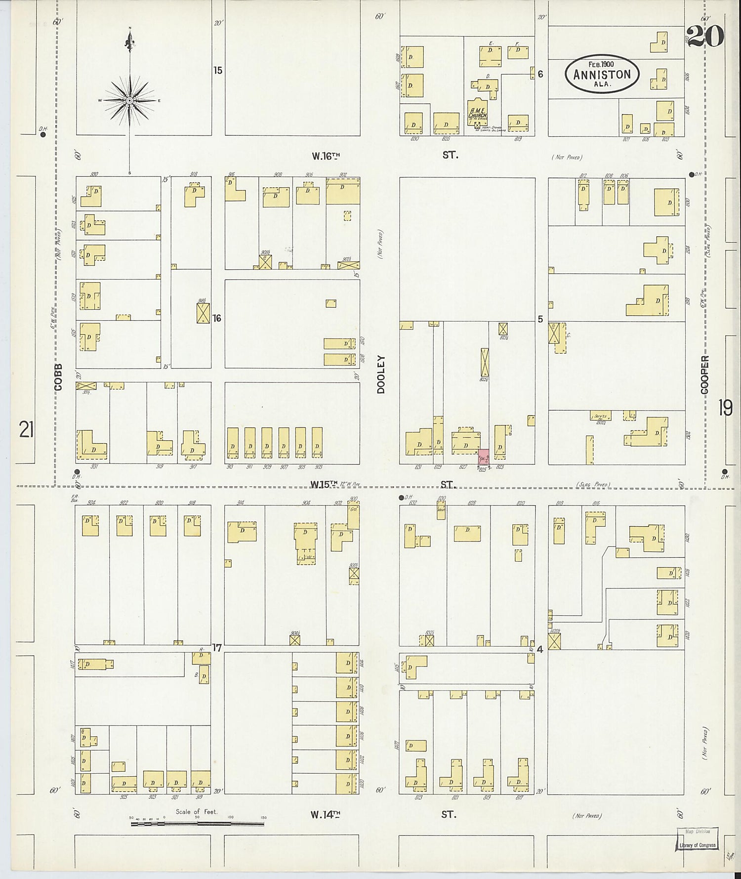 This old map of Anniston, Calhoun County, Alabama was created by Sanborn Map Company in 1900