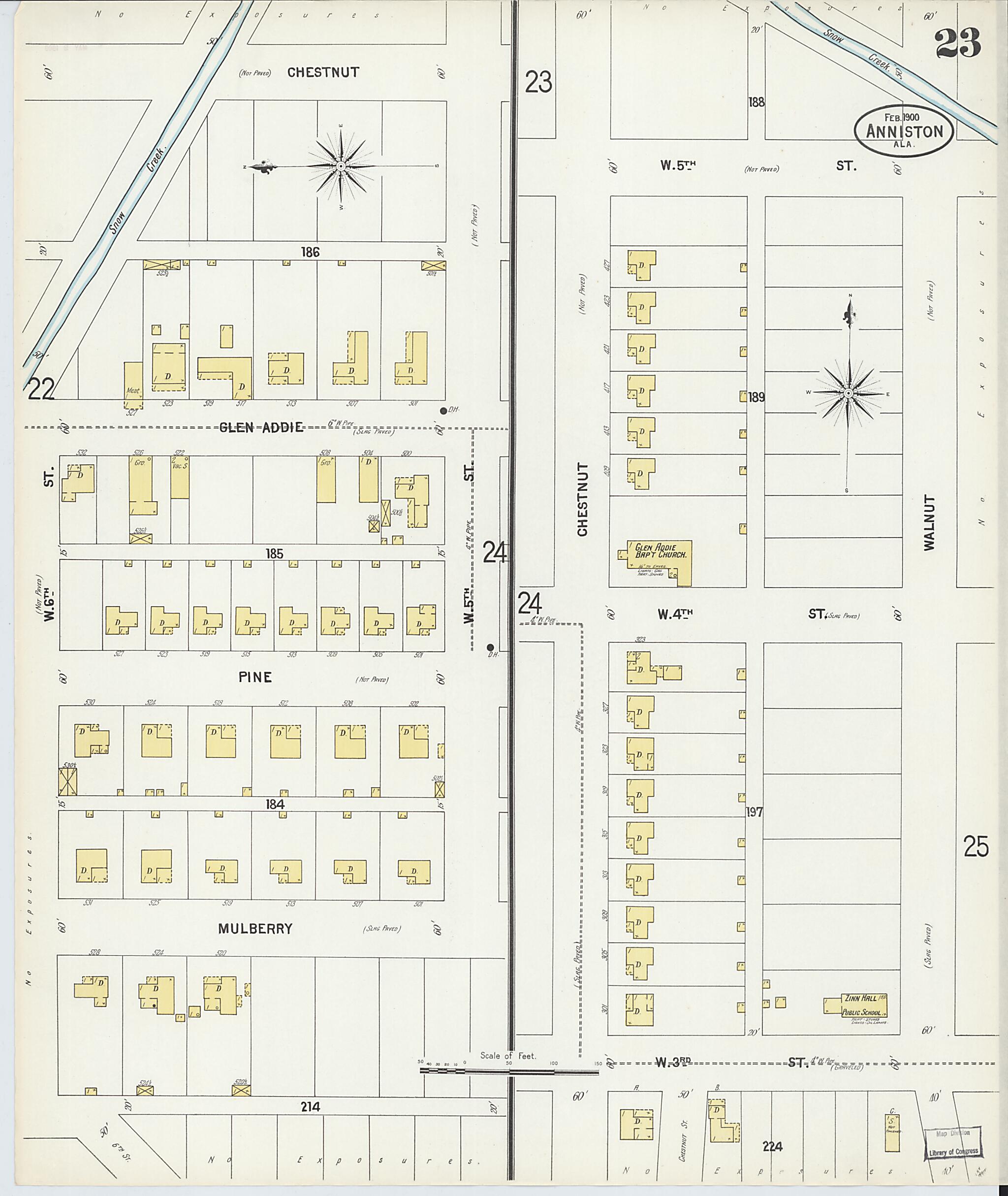 This old map of Anniston, Calhoun County, Alabama was created by Sanborn Map Company in 1900