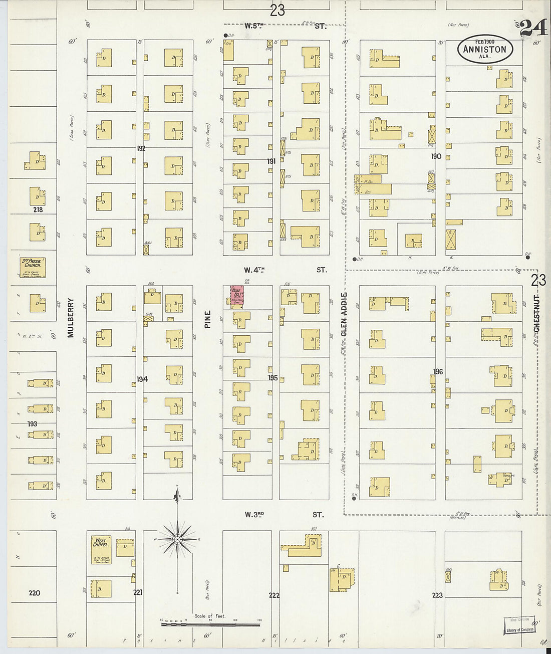 This old map of Anniston, Calhoun County, Alabama was created by Sanborn Map Company in 1900