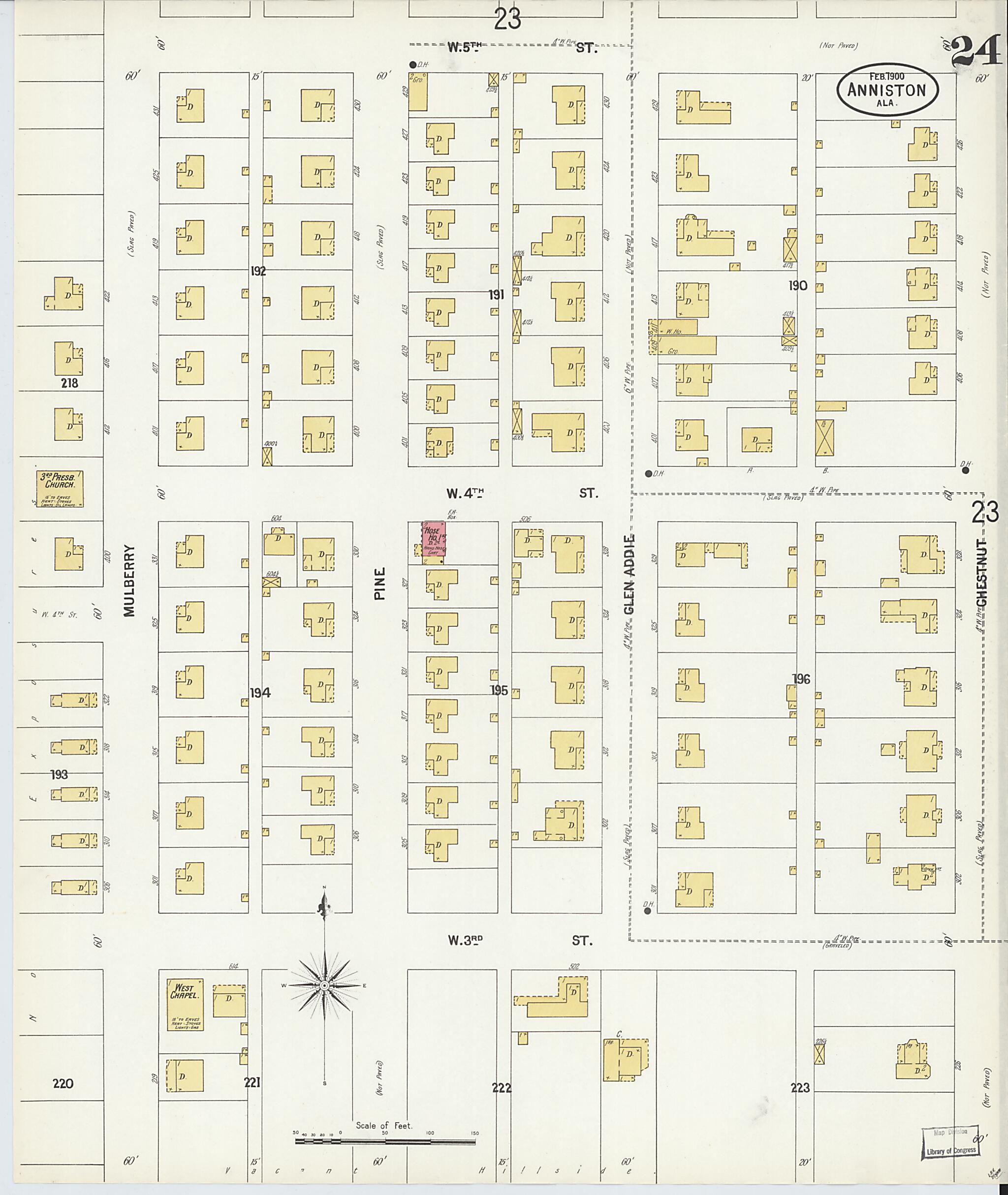 This old map of Anniston, Calhoun County, Alabama was created by Sanborn Map Company in 1900