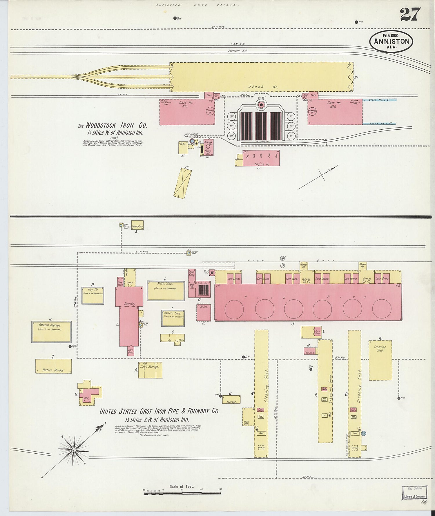 This old map of Anniston, Calhoun County, Alabama was created by Sanborn Map Company in 1900