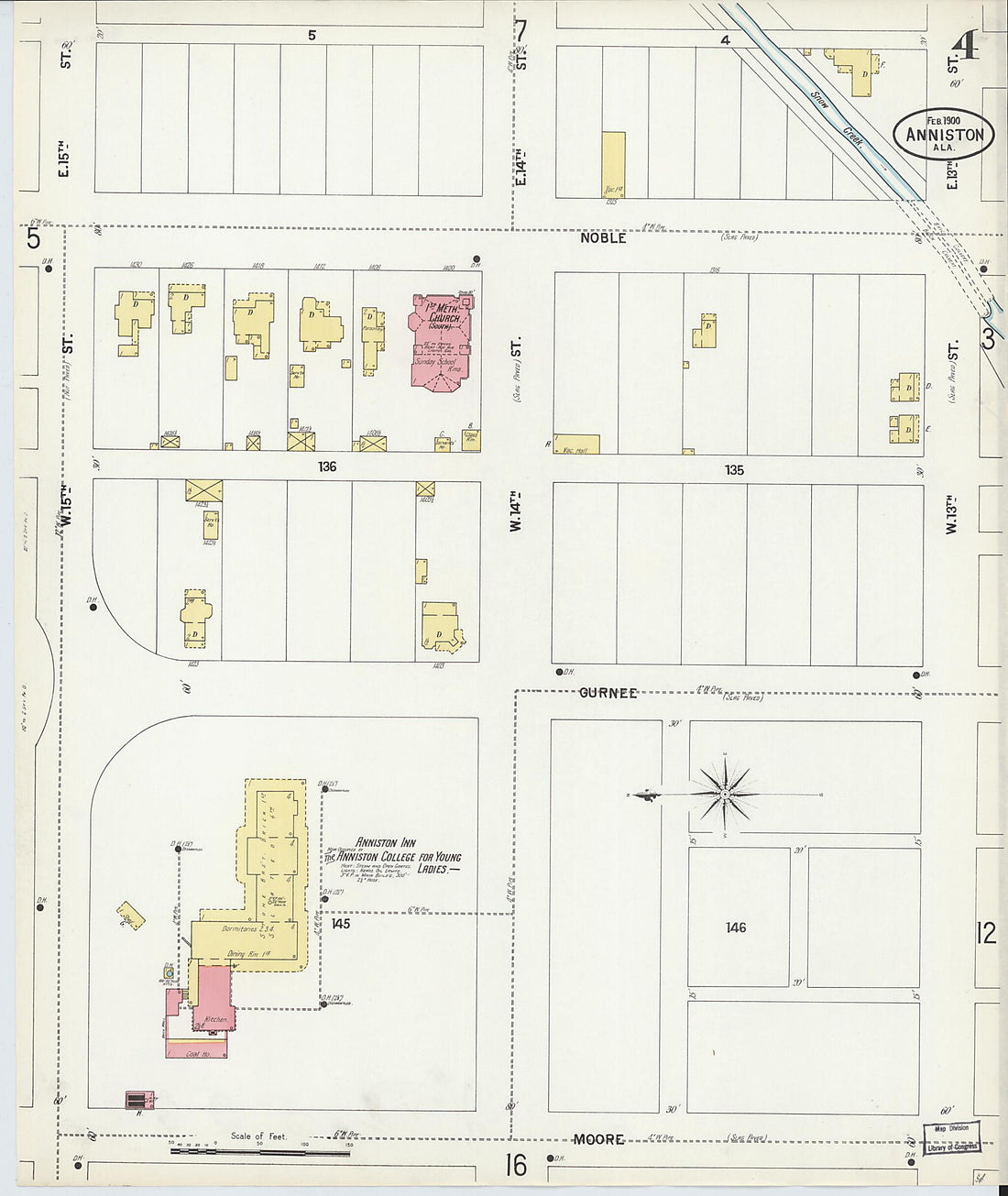 This old map of Anniston, Calhoun County, Alabama was created by Sanborn Map Company in 1900