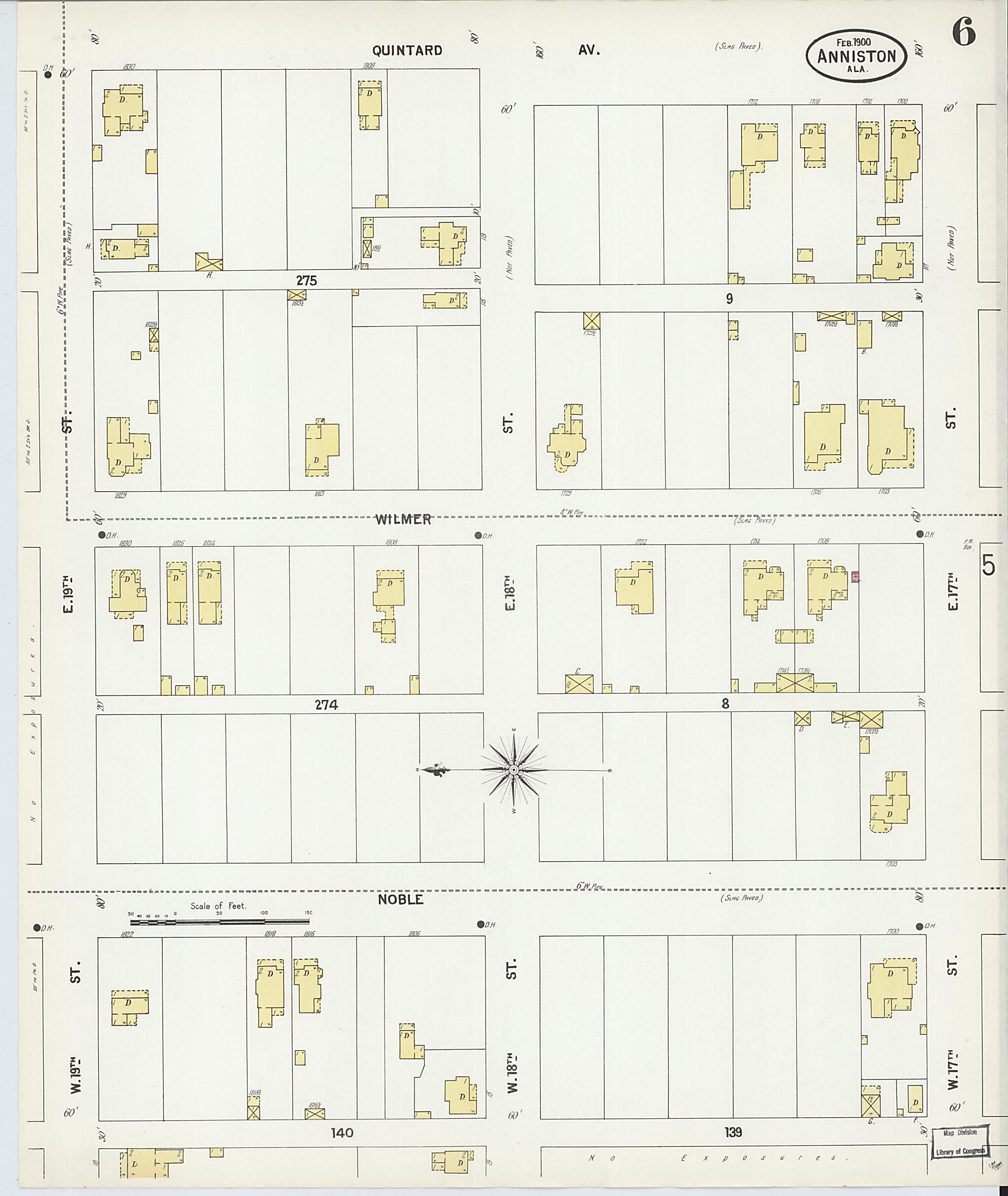 This old map of Anniston, Calhoun County, Alabama was created by Sanborn Map Company in 1900