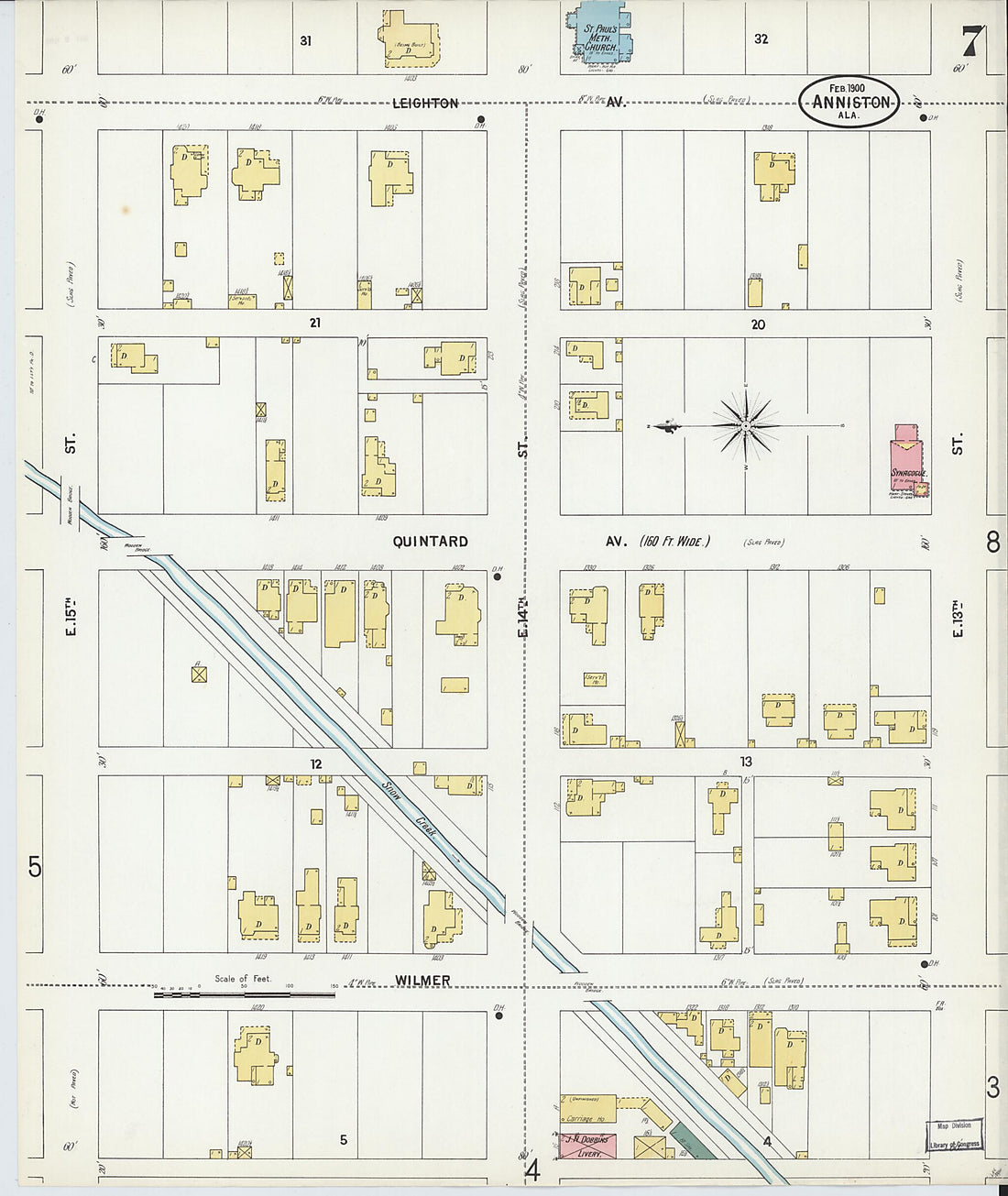 This old map of Anniston, Calhoun County, Alabama was created by Sanborn Map Company in 1900