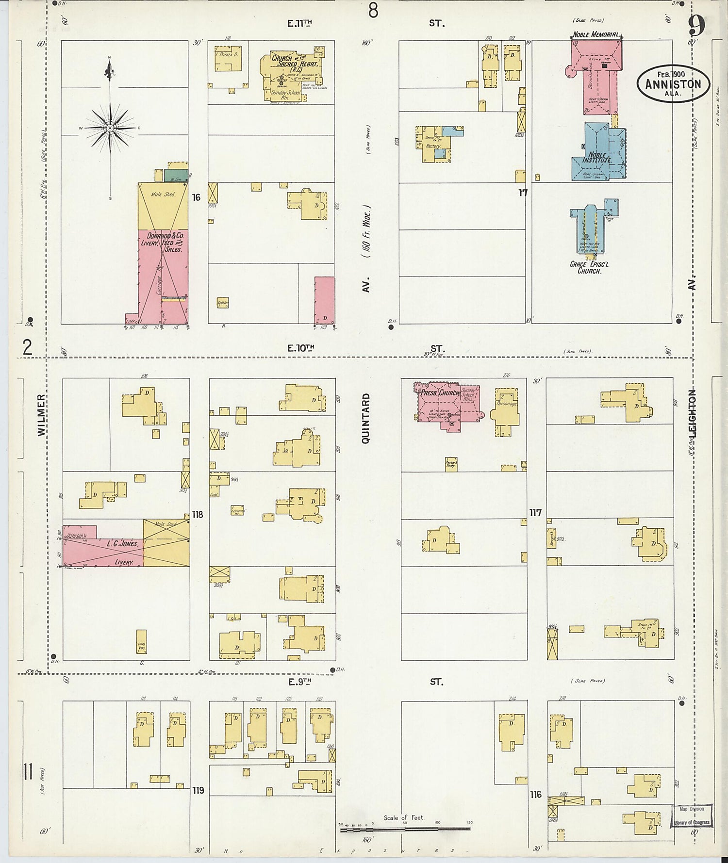 This old map of Anniston, Calhoun County, Alabama was created by Sanborn Map Company in 1900