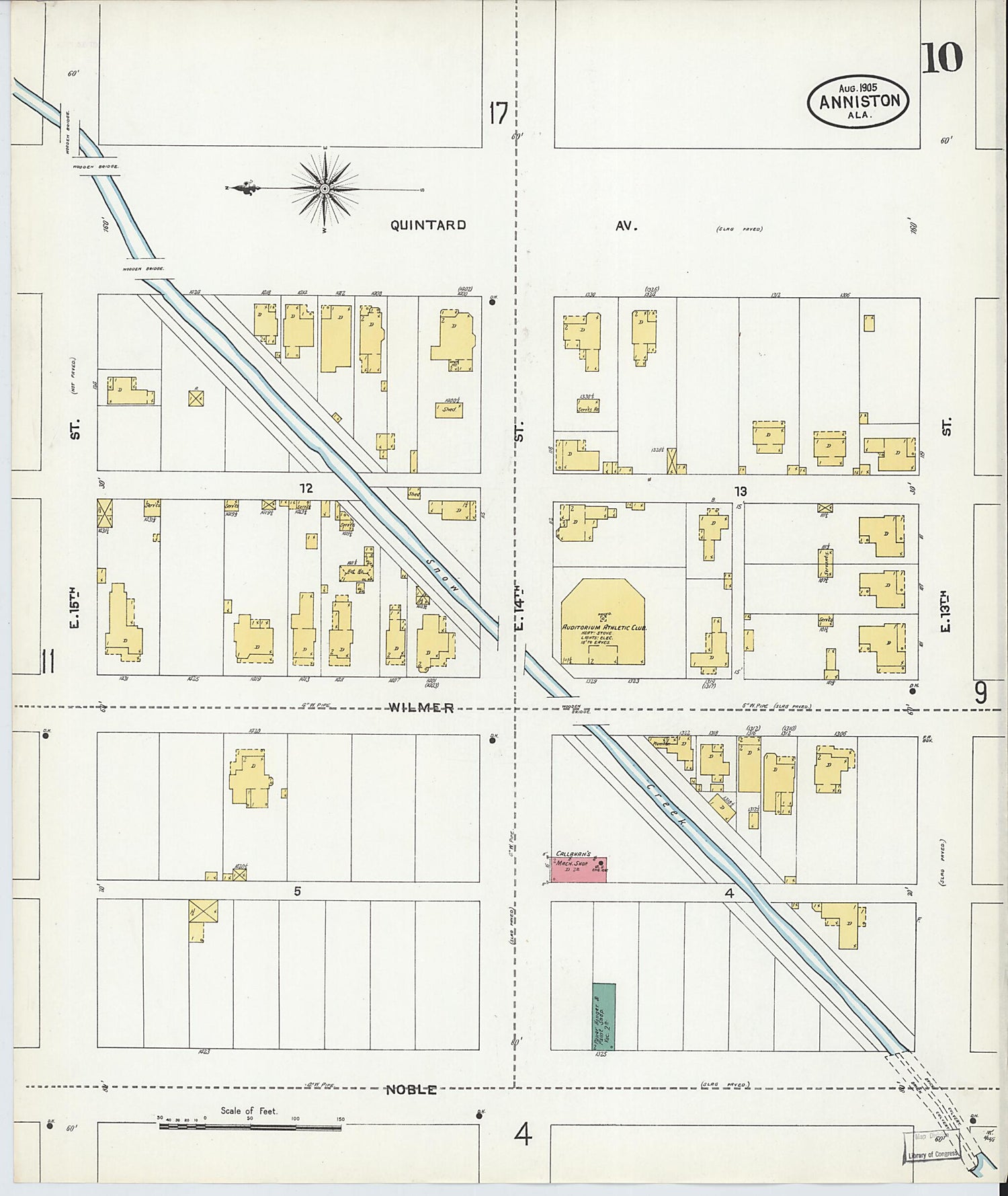 This old map of Anniston, Calhoun County, Alabama was created by Sanborn Map Company in 1905