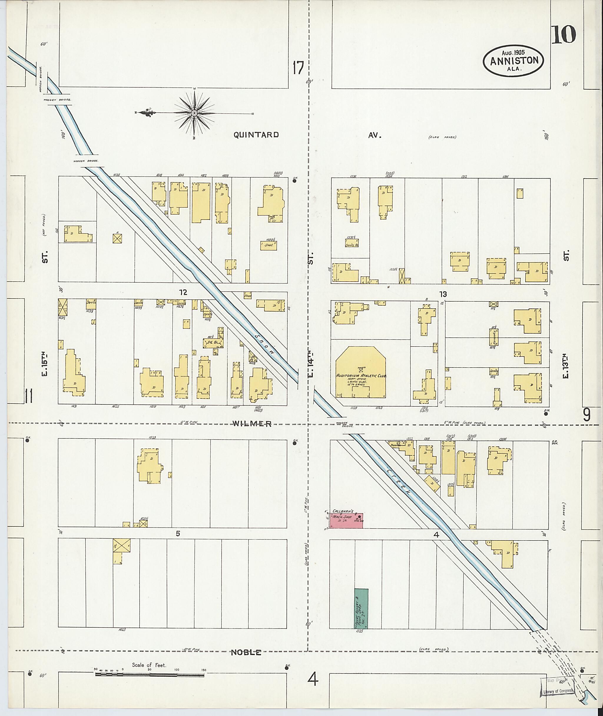 This old map of Anniston, Calhoun County, Alabama was created by Sanborn Map Company in 1905