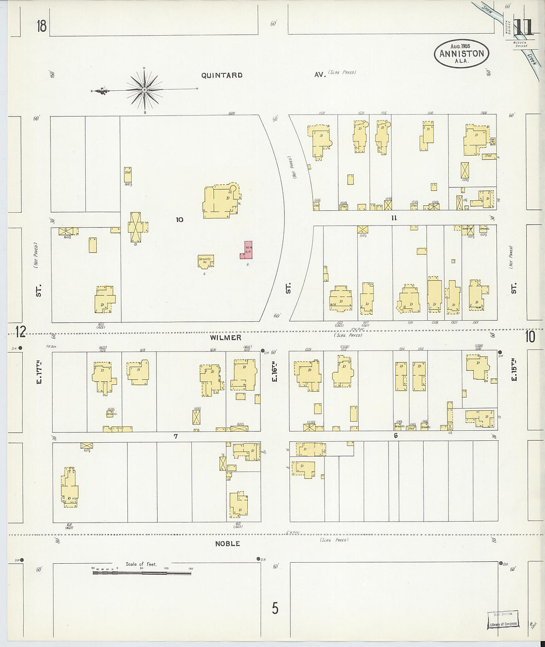 This old map of Anniston, Calhoun County, Alabama was created by Sanborn Map Company in 1905