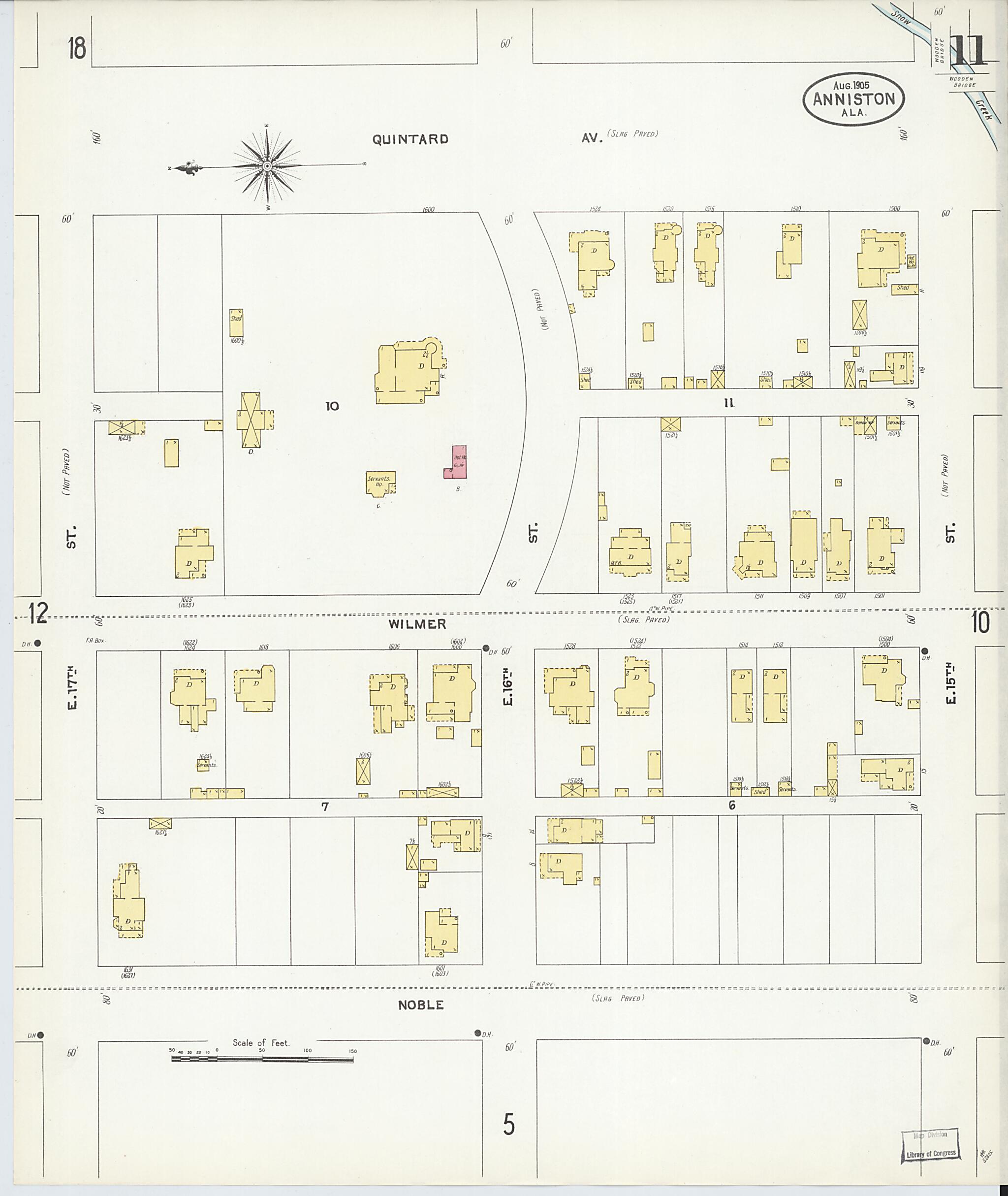 This old map of Anniston, Calhoun County, Alabama was created by Sanborn Map Company in 1905