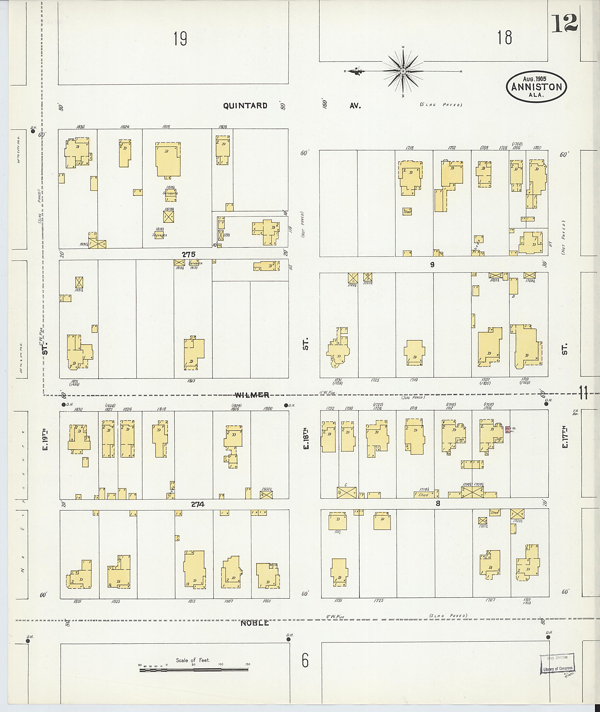 This old map of Anniston, Calhoun County, Alabama was created by Sanborn Map Company in 1905