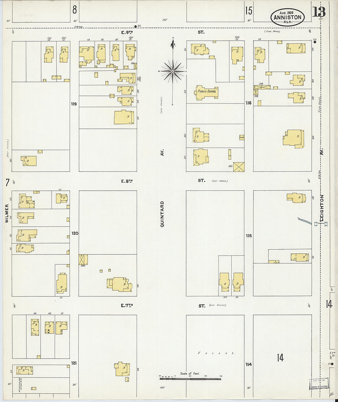 This old map of Anniston, Calhoun County, Alabama was created by Sanborn Map Company in 1905