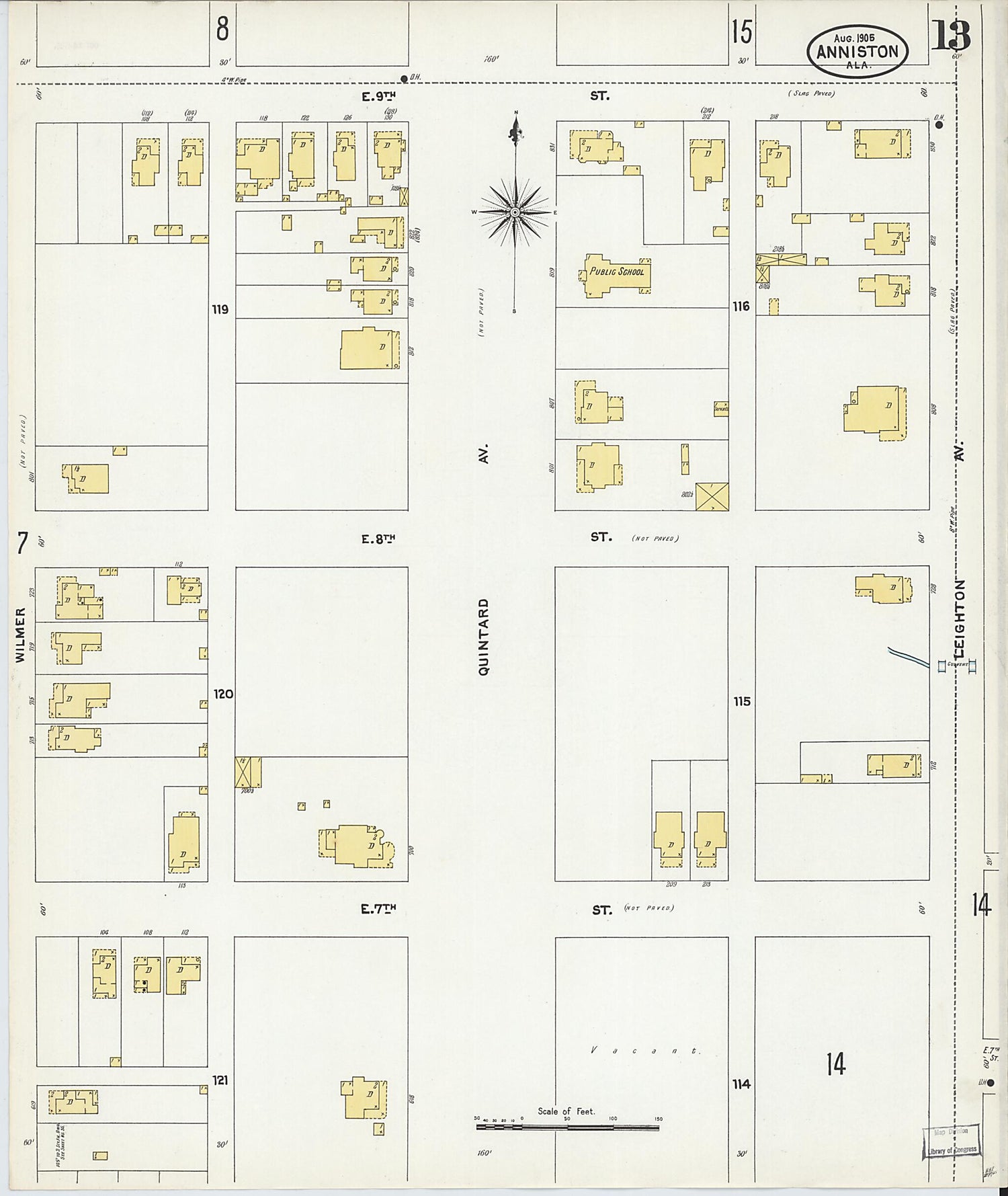 This old map of Anniston, Calhoun County, Alabama was created by Sanborn Map Company in 1905