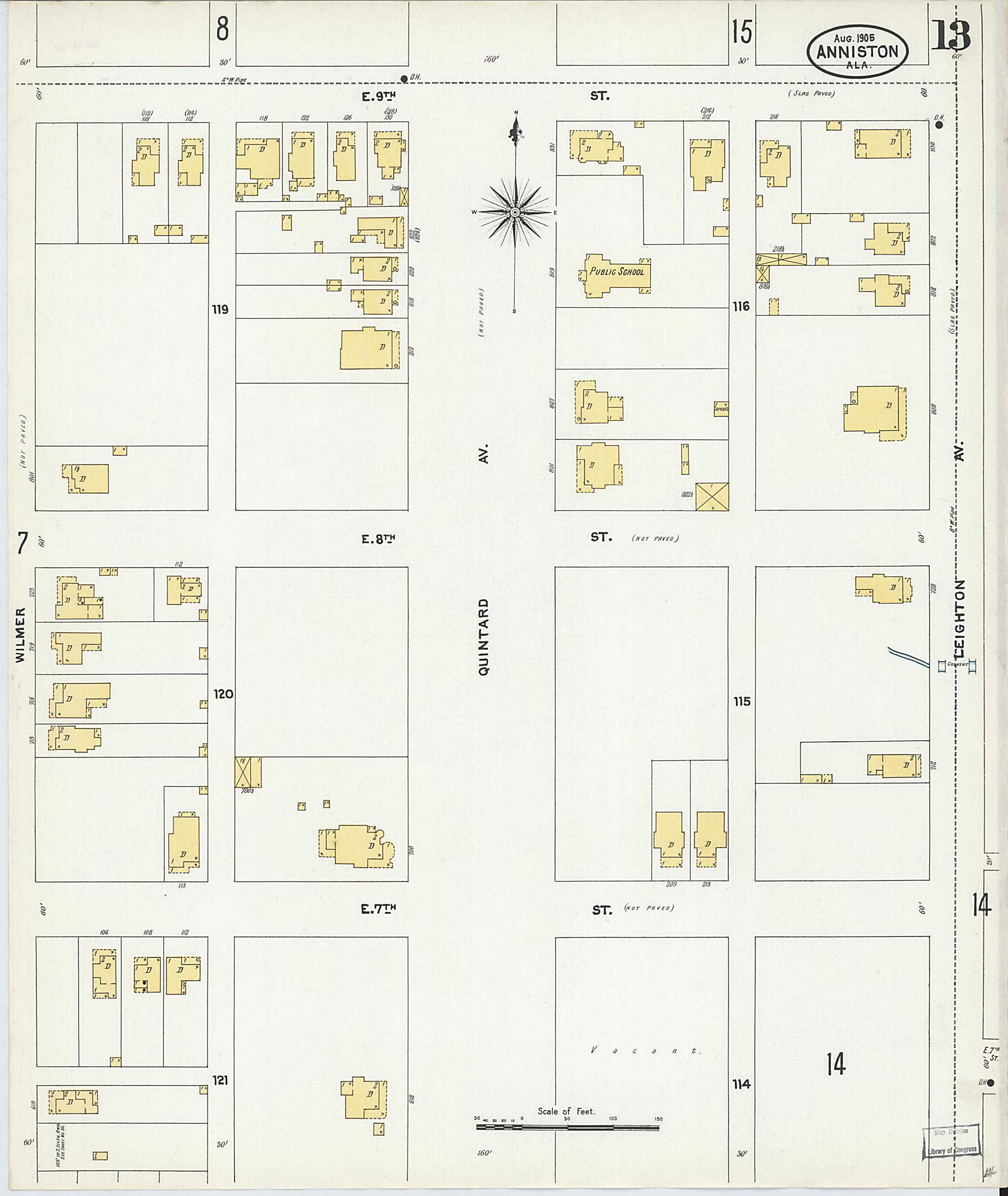 This old map of Anniston, Calhoun County, Alabama was created by Sanborn Map Company in 1905