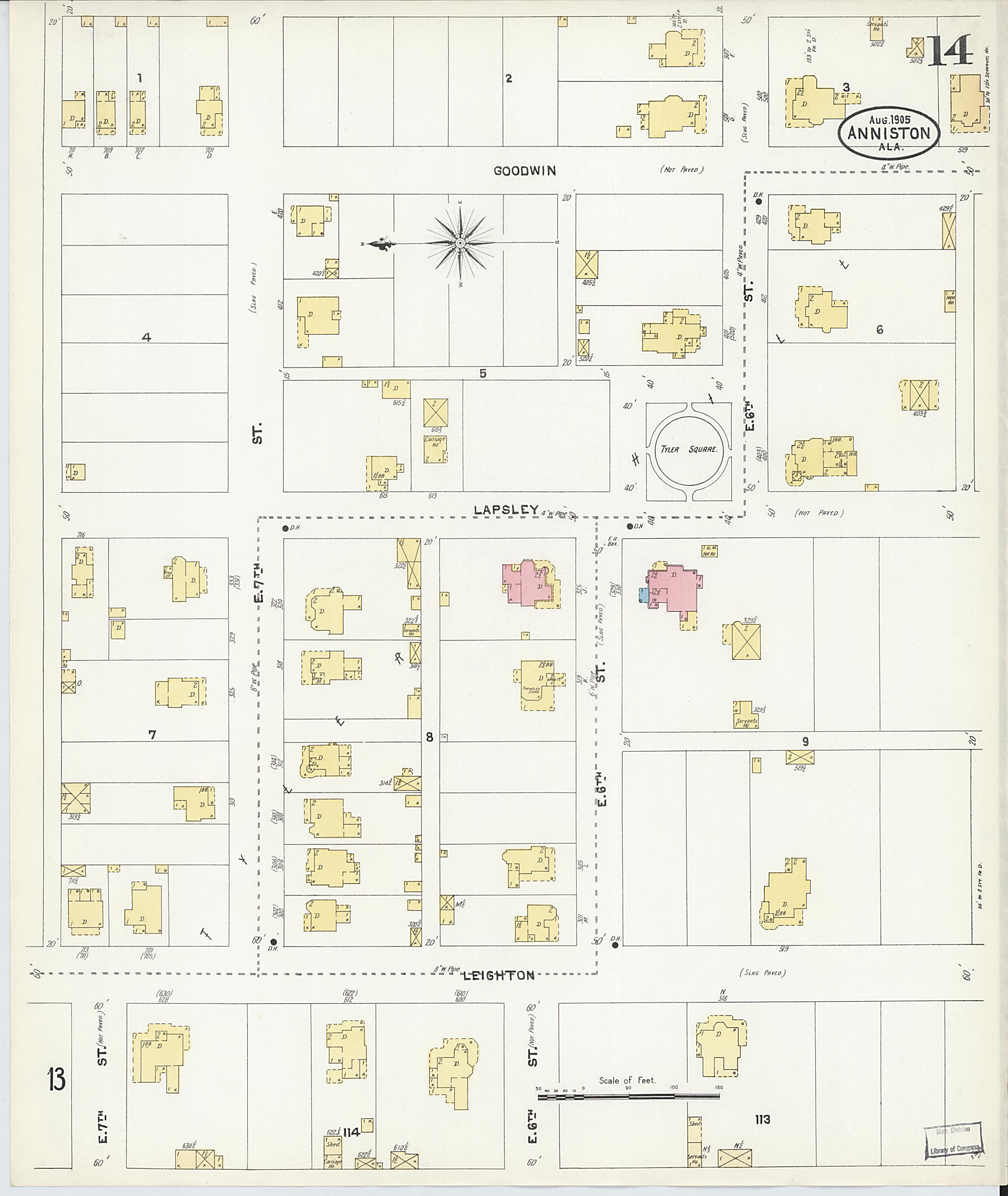 This old map of Anniston, Calhoun County, Alabama was created by Sanborn Map Company in 1905