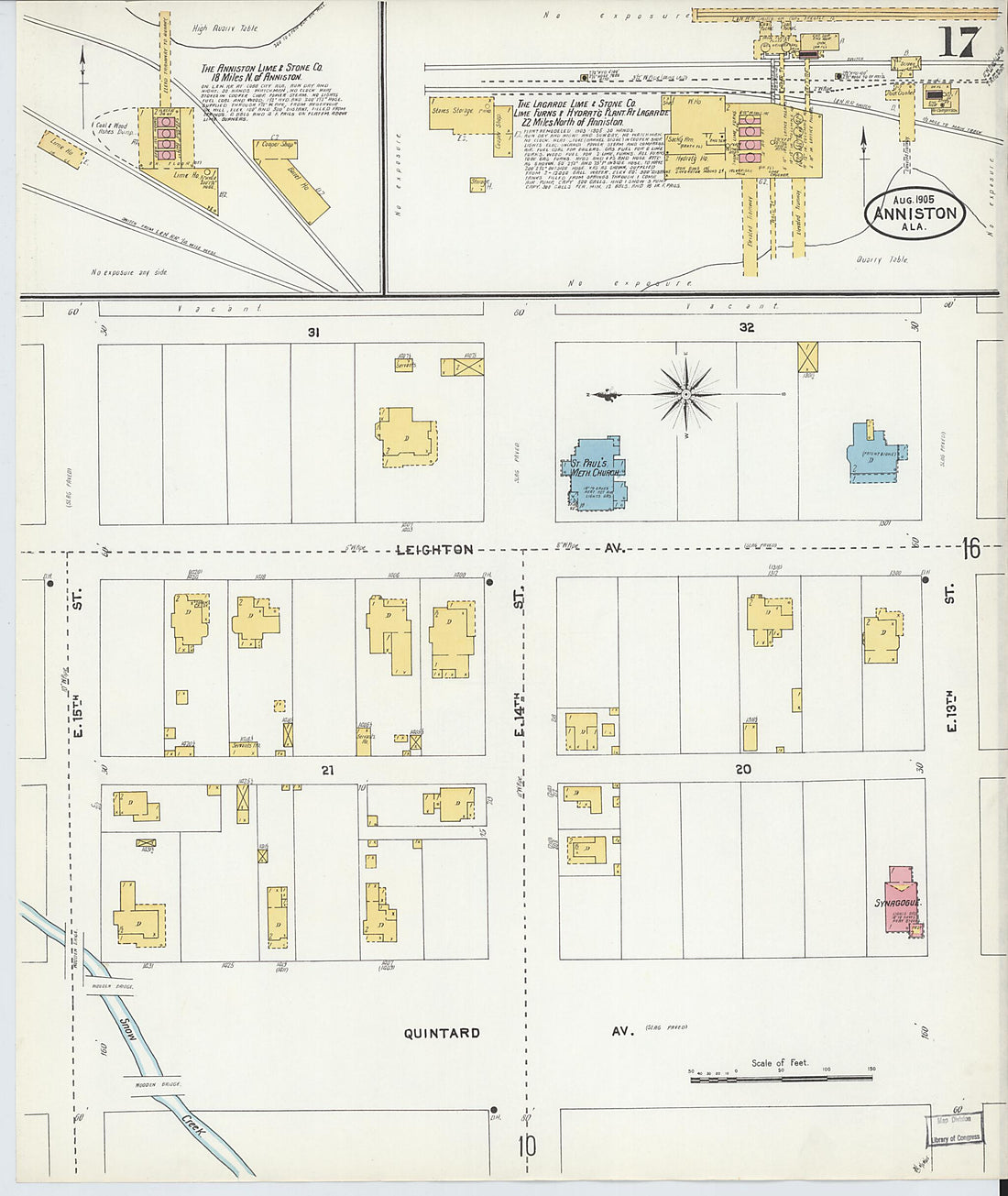 This old map of Anniston, Calhoun County, Alabama was created by Sanborn Map Company in 1905