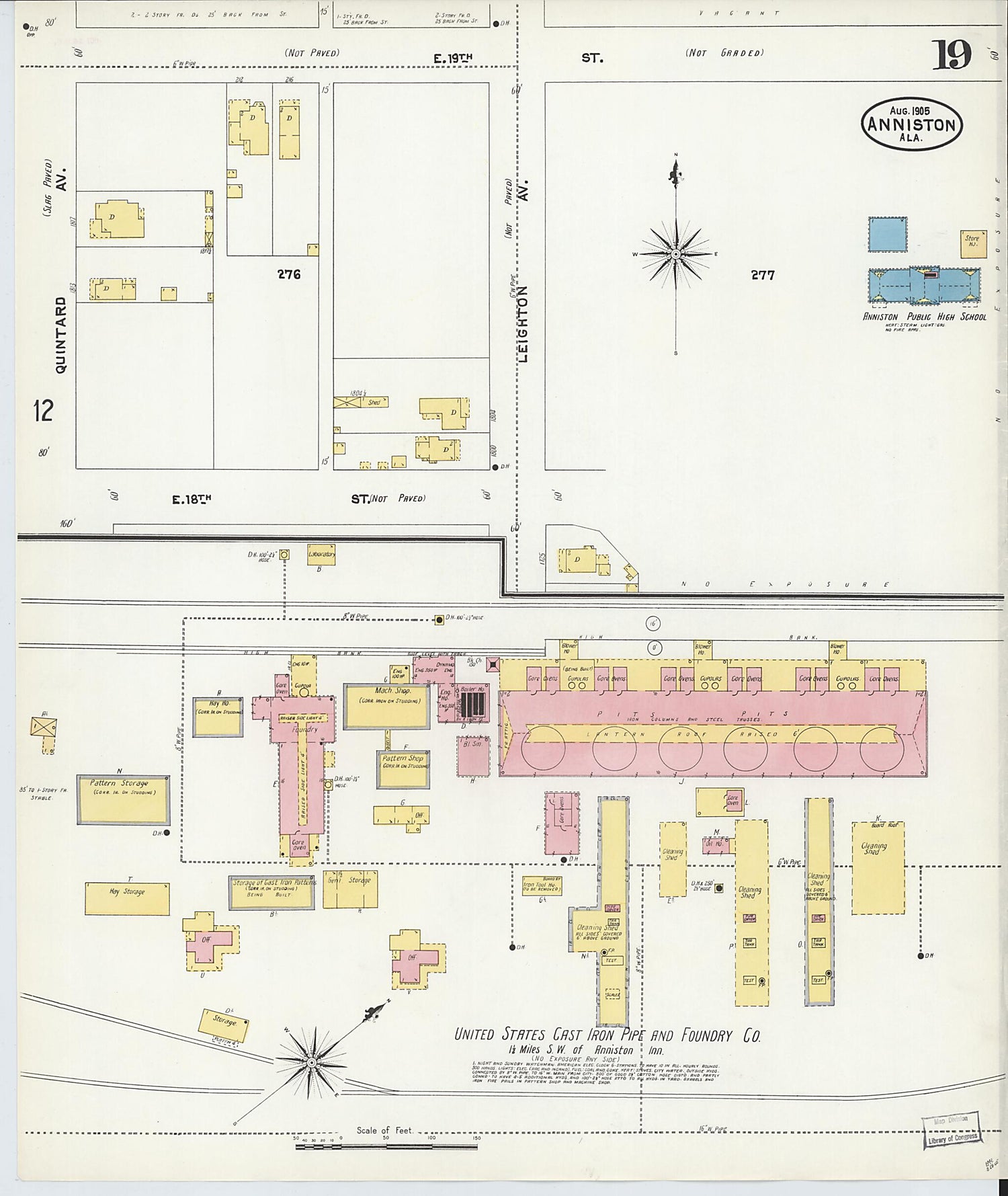 This old map of Anniston, Calhoun County, Alabama was created by Sanborn Map Company in 1905