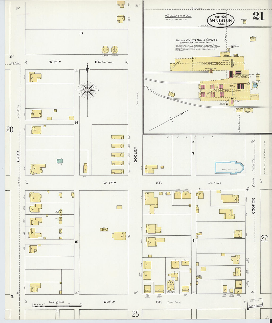 This old map of Anniston, Calhoun County, Alabama was created by Sanborn Map Company in 1905